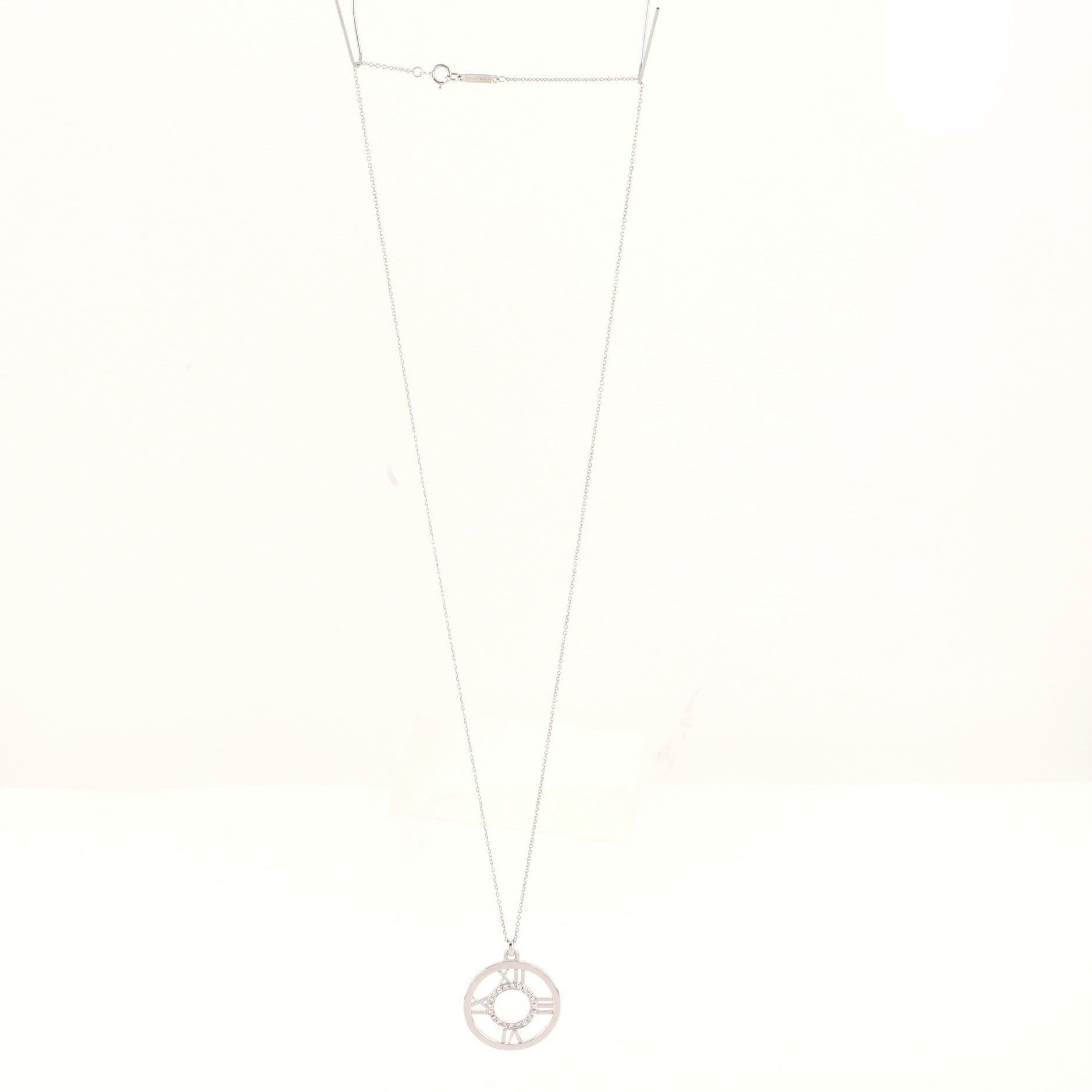 Atlas Circle Pendant Necklace 18K White Gold with Diamonds Medium .25CT