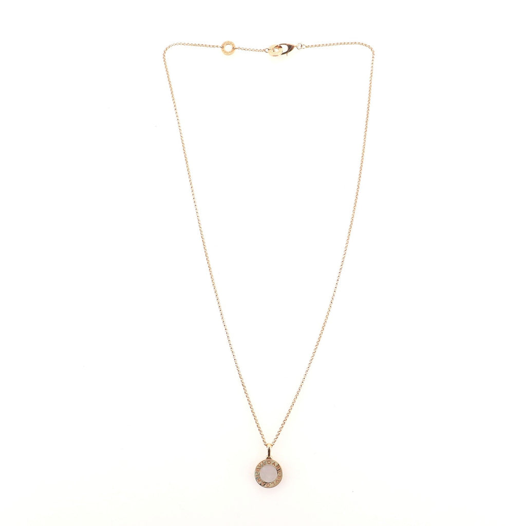 Bvlgari Circle Pendant Necklace 18K Rose Gold with Mother-of-Pearl