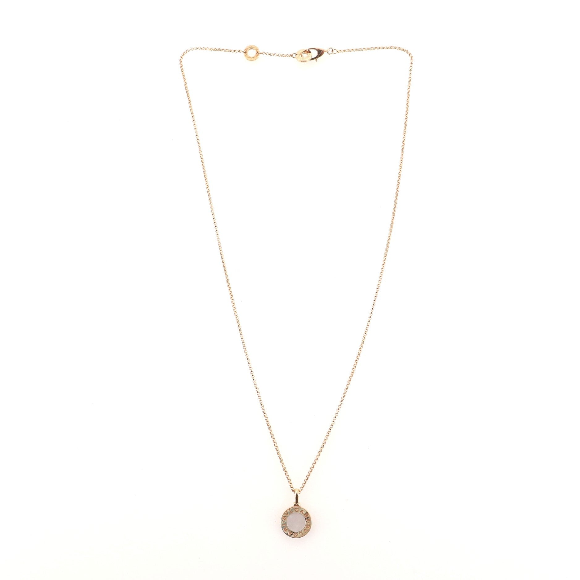 Bvlgari Circle Pendant Necklace 18K Rose Gold with Mother-of-Pearl