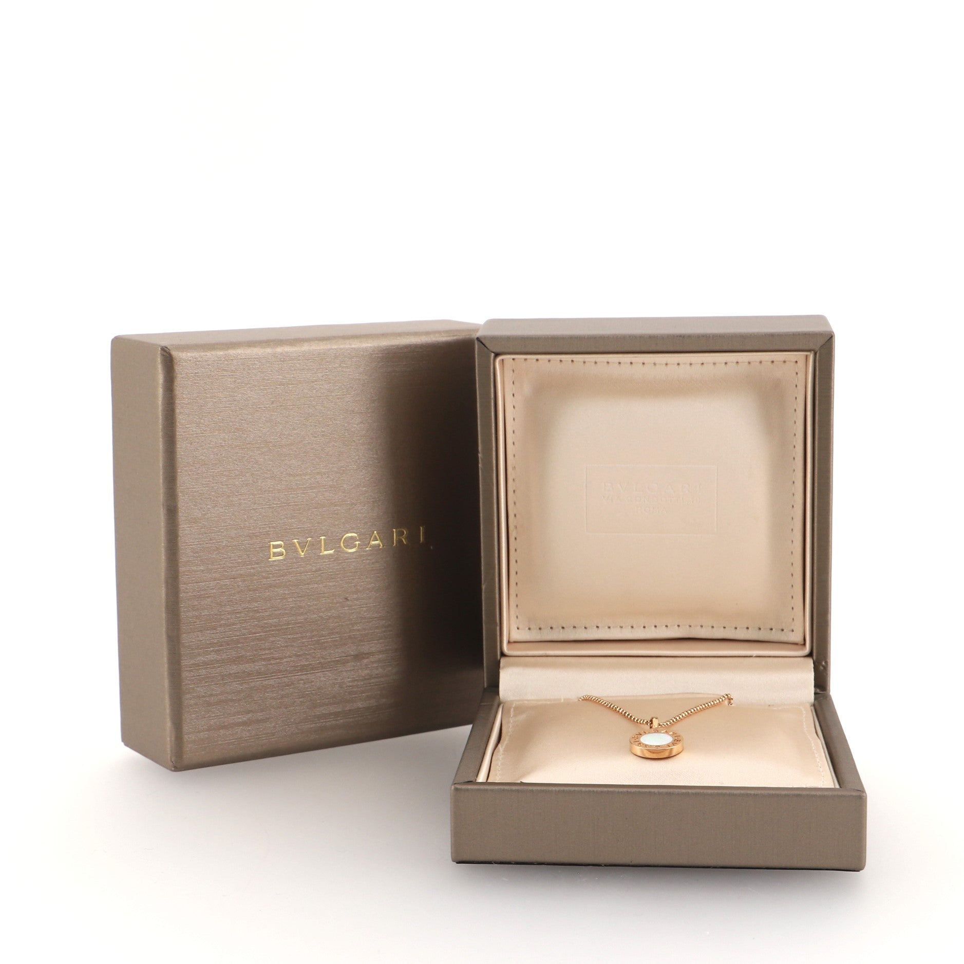 Bvlgari Circle Pendant Necklace 18K Rose Gold with Mother-of-Pearl