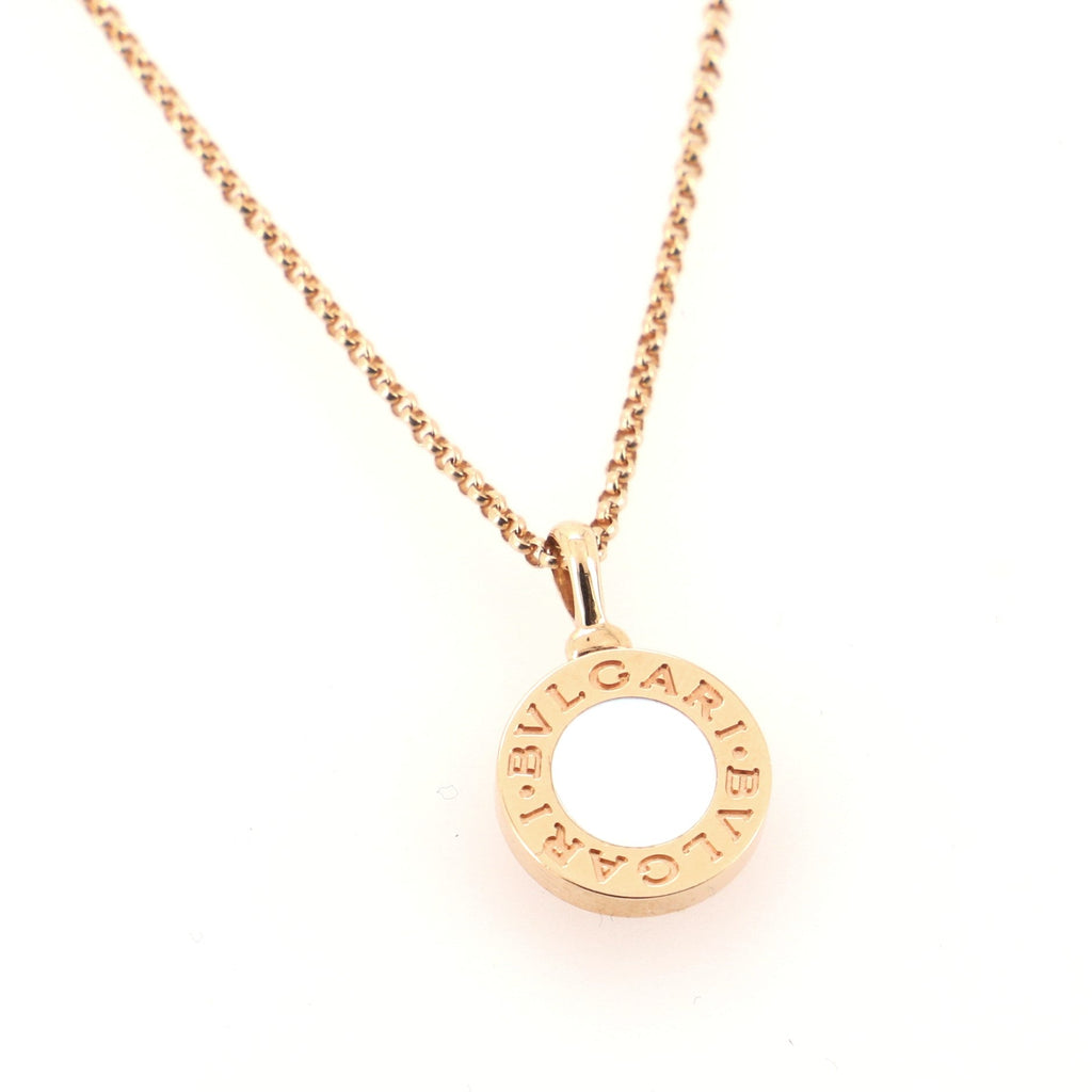 Bvlgari Circle Pendant Necklace 18K Rose Gold with Mother-of-Pearl
