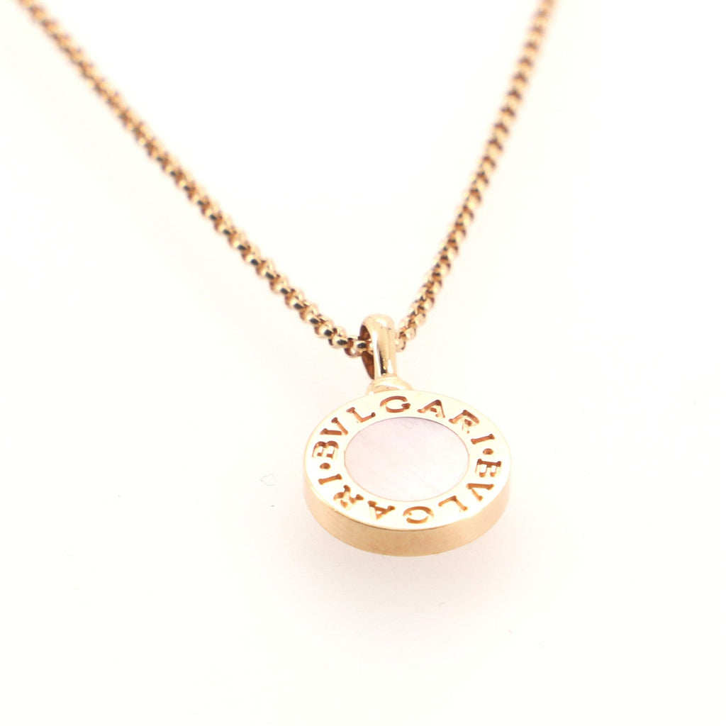 Bvlgari Circle Pendant Necklace 18K Rose Gold with Mother-of-Pearl