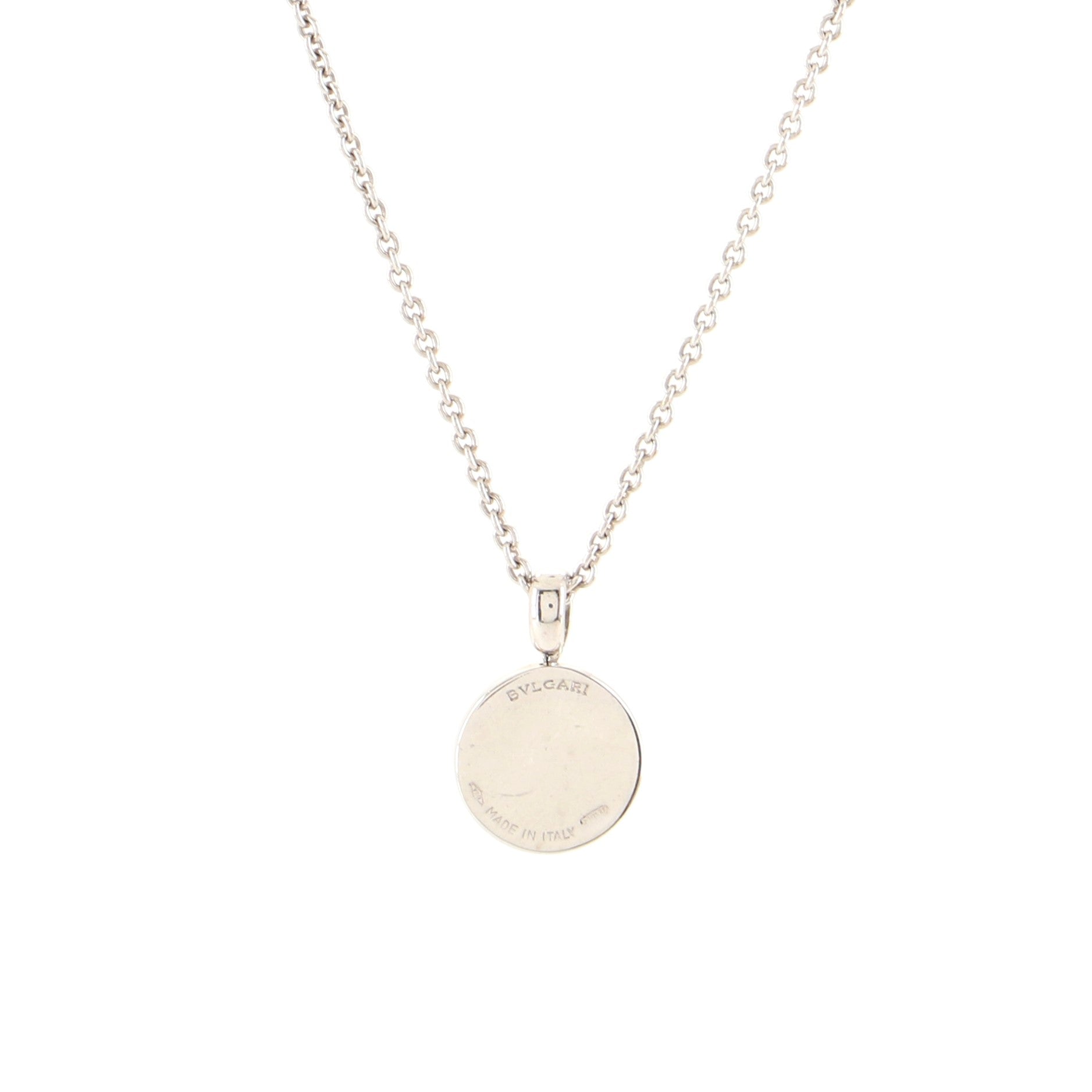 Bvlgari Circle Pendant Necklace 18K White Gold with Diamonds