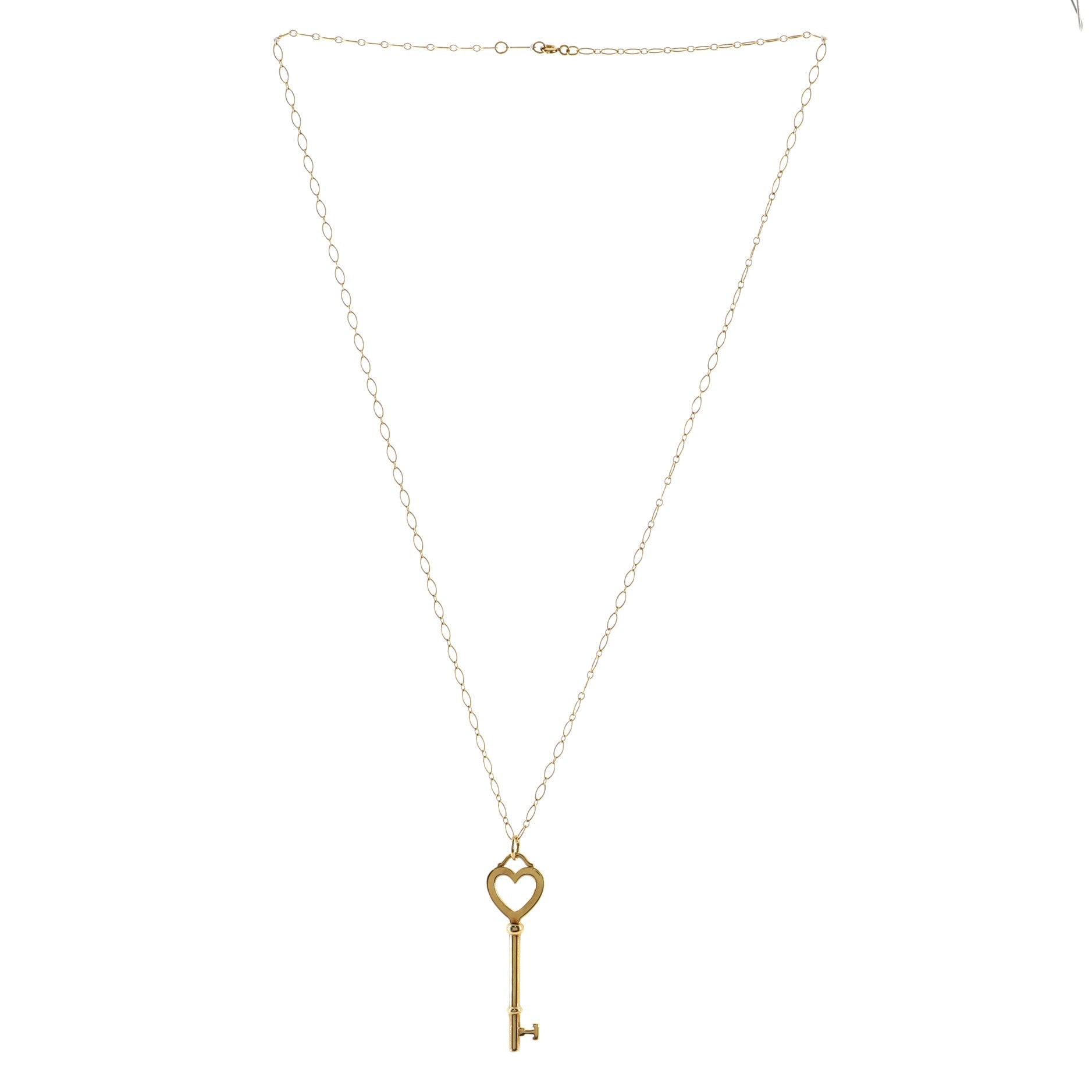 Heart Key Pendant Necklace 18K Yellow Gold
