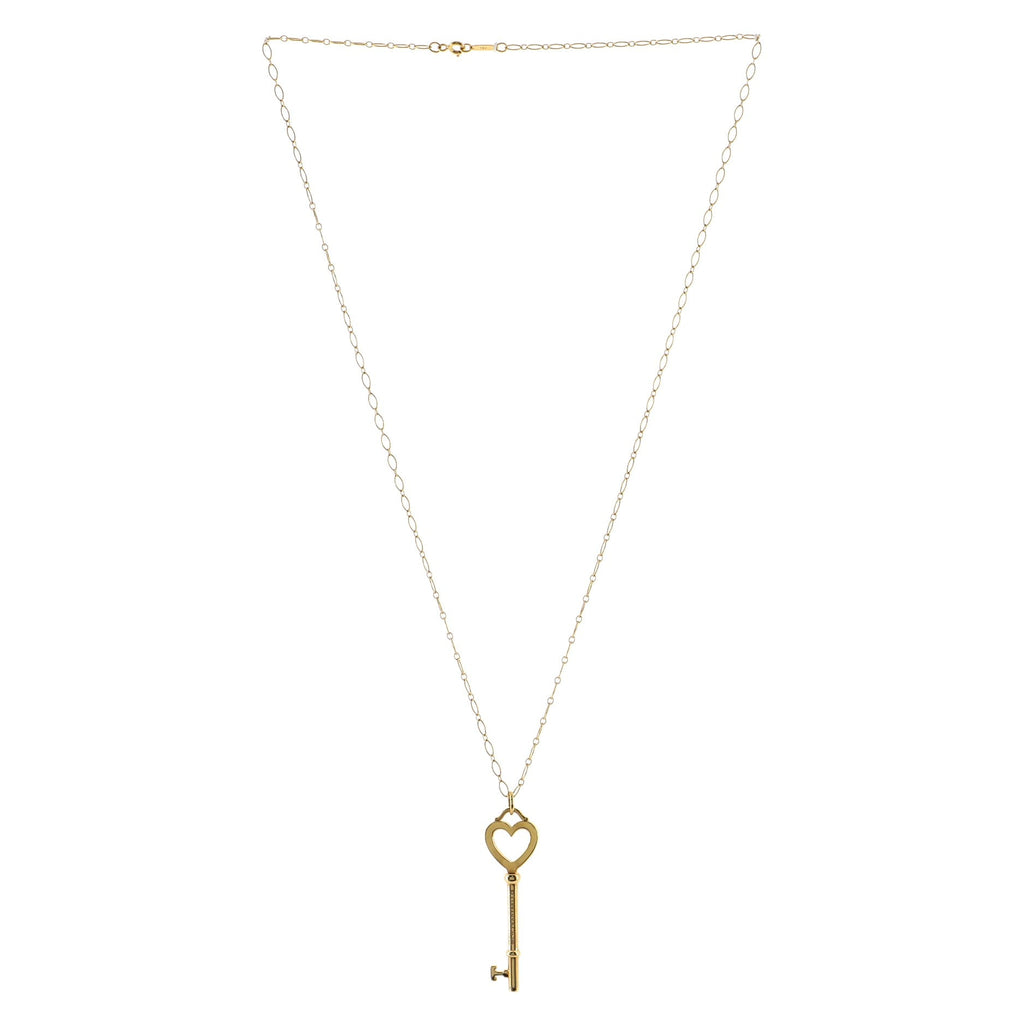Heart Key Pendant Necklace 18K Yellow Gold