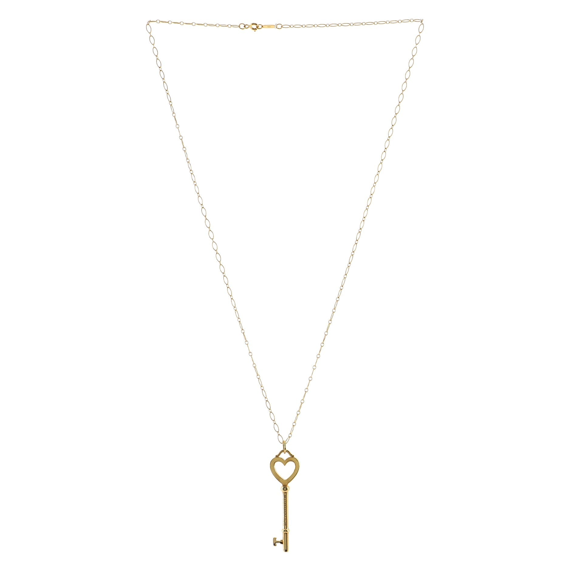 Heart Key Pendant Necklace 18K Yellow Gold