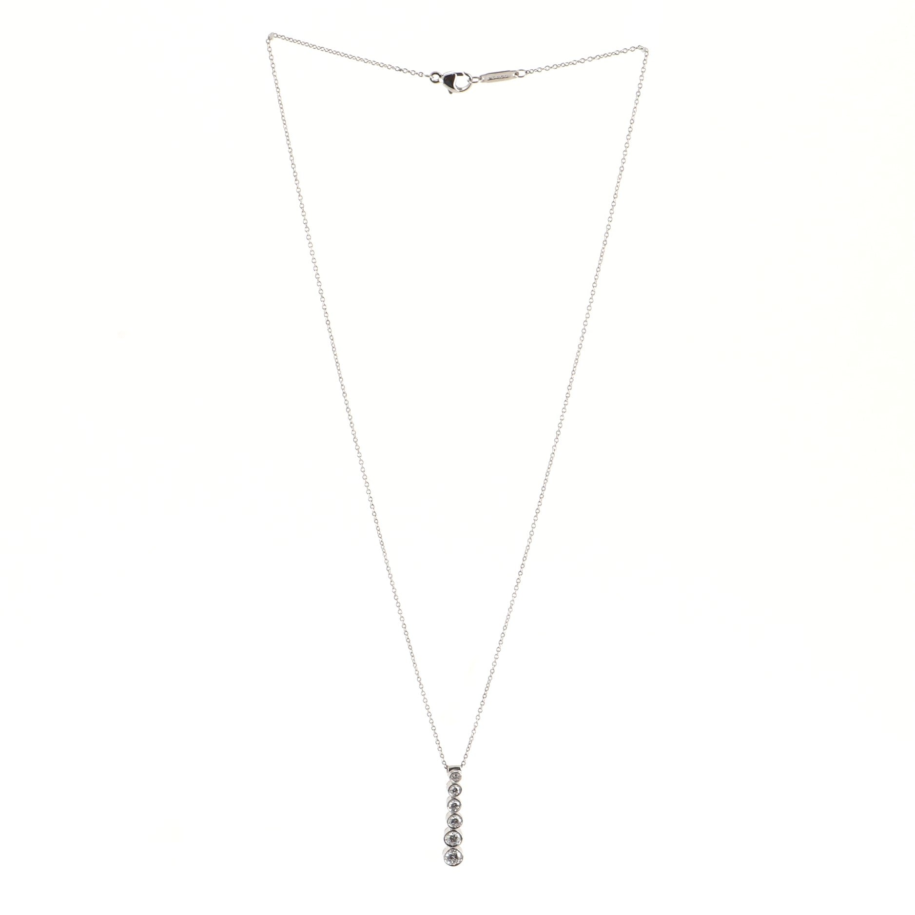 Jazz Graduated Drop Pendant Necklace Platinum and Diamonds