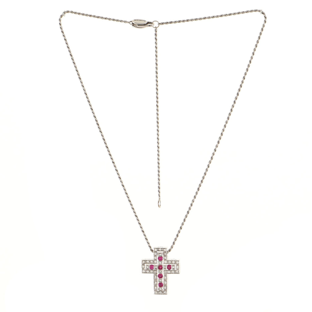 Belle Epoque Pendant Necklace 18K White Gold with Diamonds and Rubies