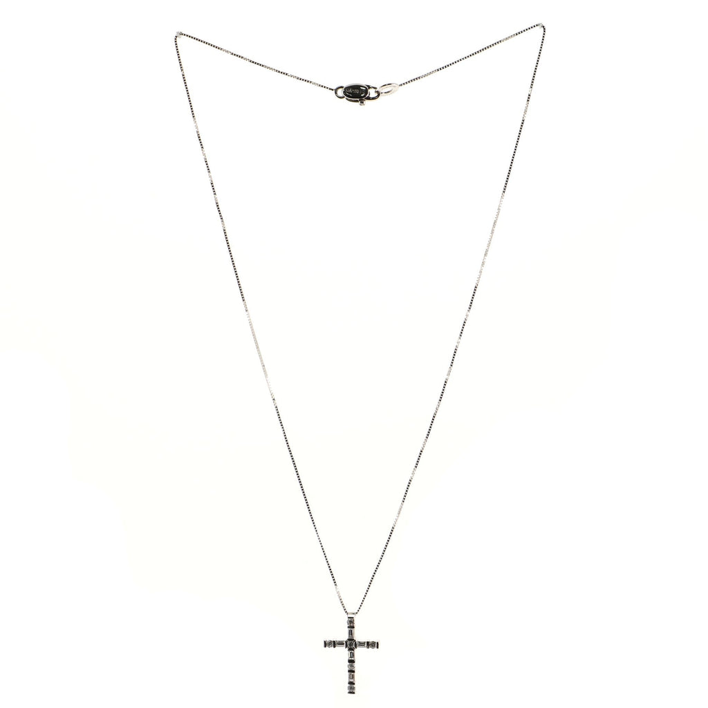 Cross Pendant Necklace 18K White Gold and Diamonds