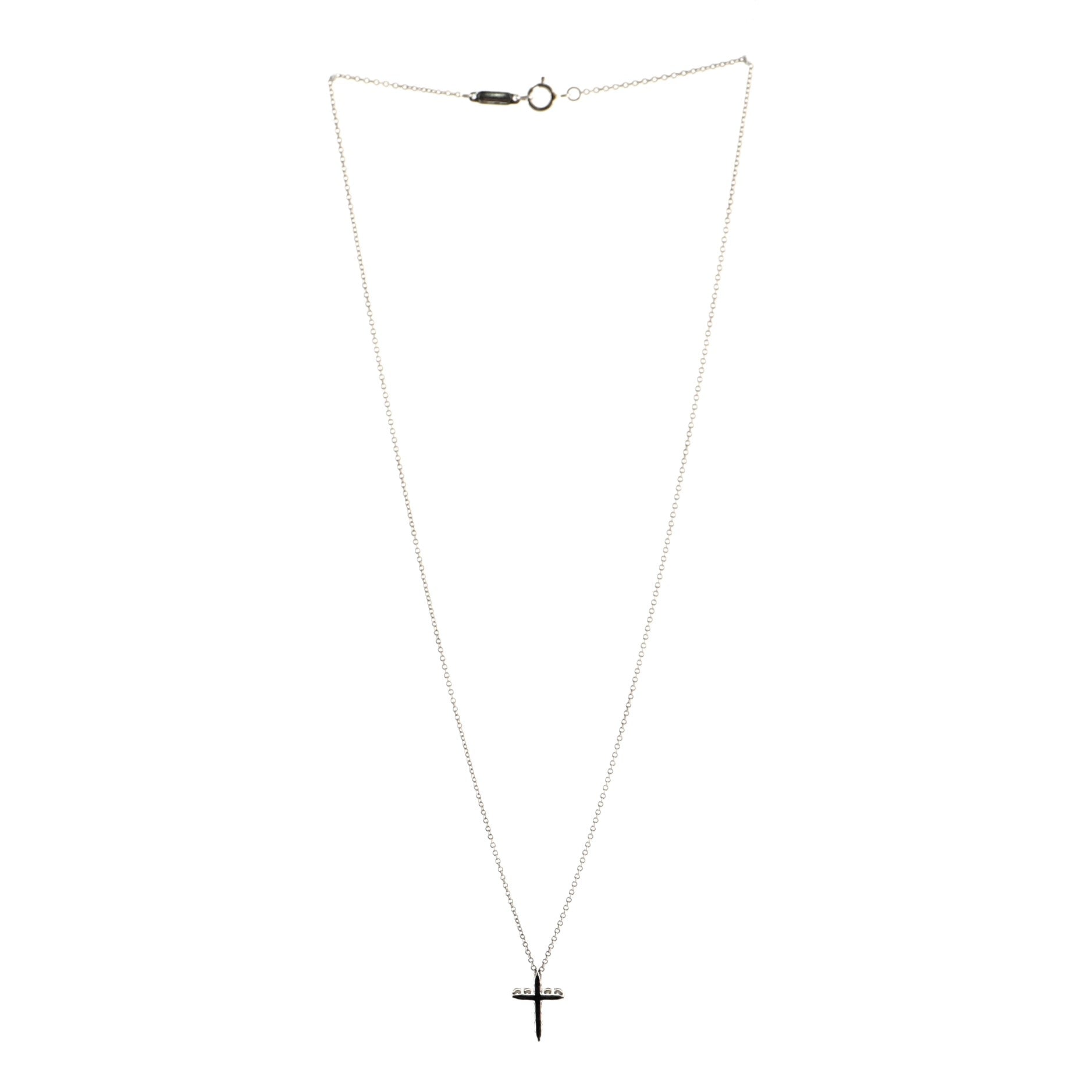 Cross Pendant Necklace Platinum and Diamonds Small