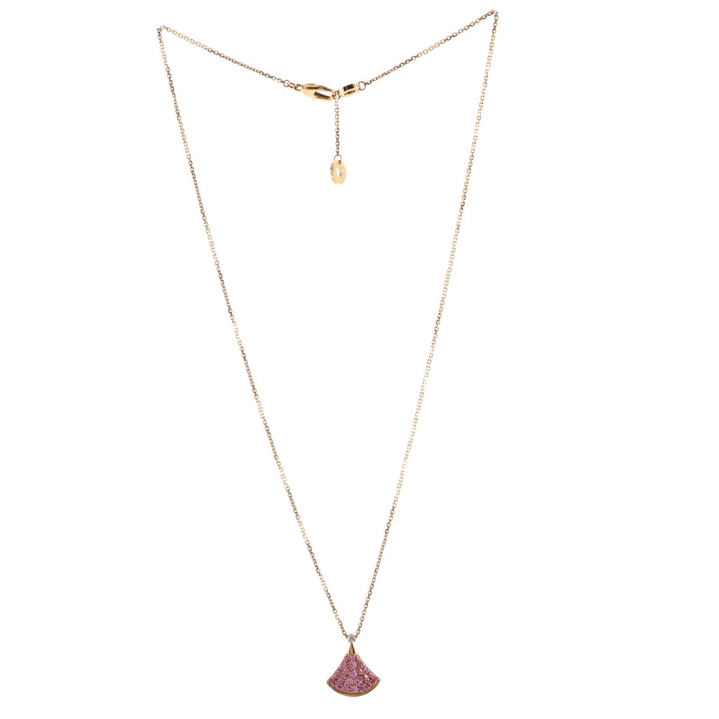 Diva's Dream Pendant Necklace 18K Rose Gold with Pink Sapphires and Diamond