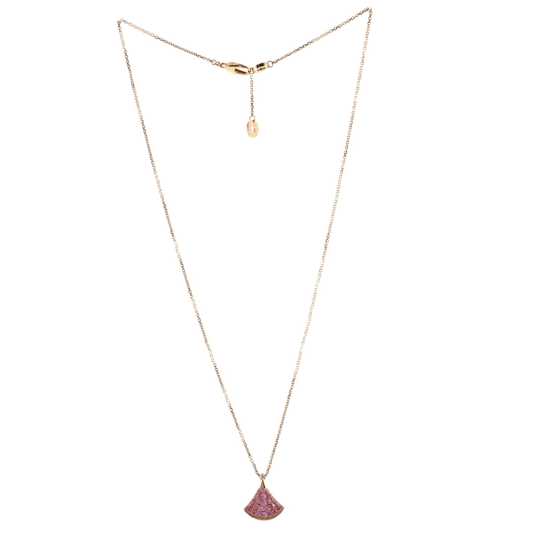Diva's Dream Pendant Necklace 18K Rose Gold with Pink Sapphires and Diamond