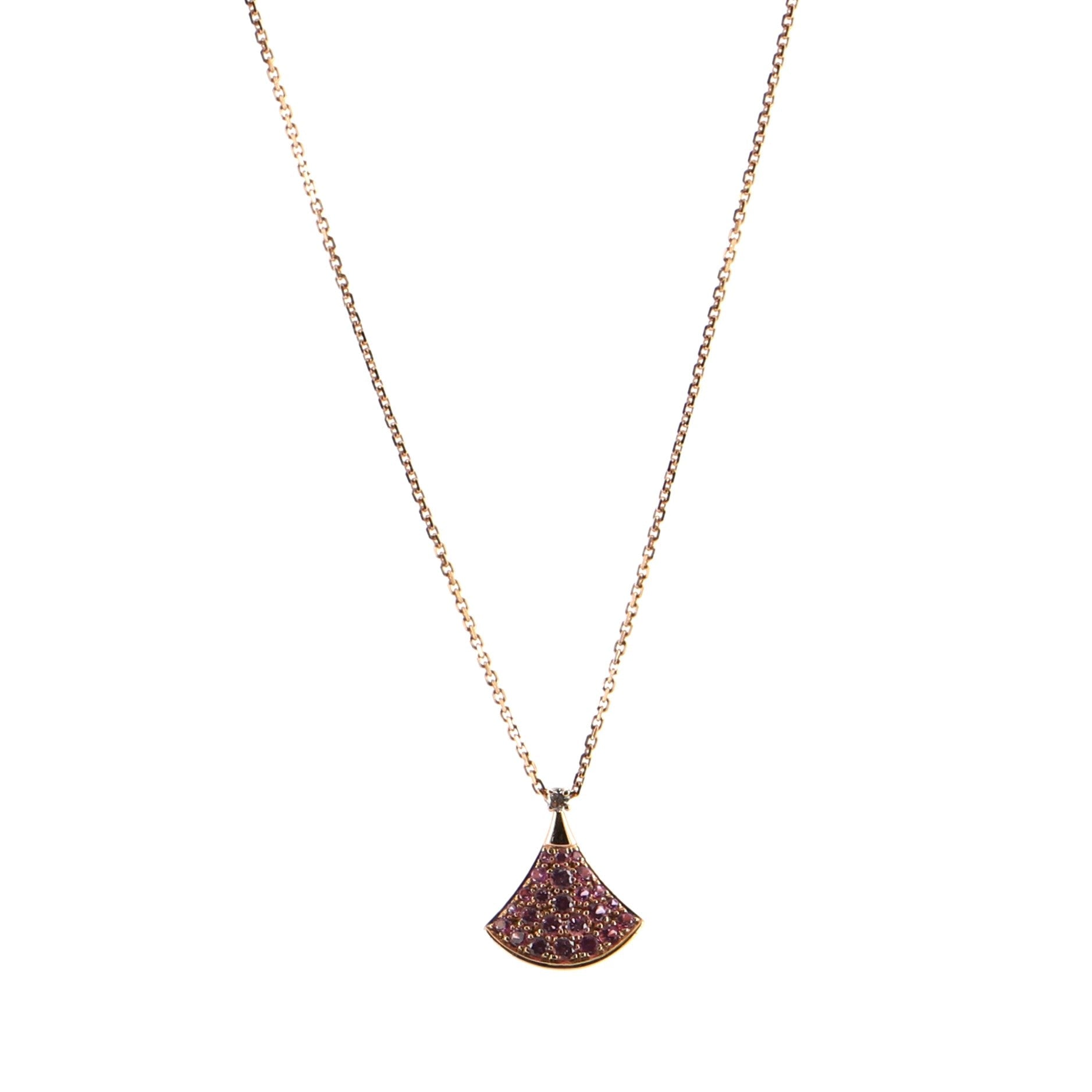 Diva's Dream Pendant Necklace 18K Rose Gold with Pink Sapphires and Diamond