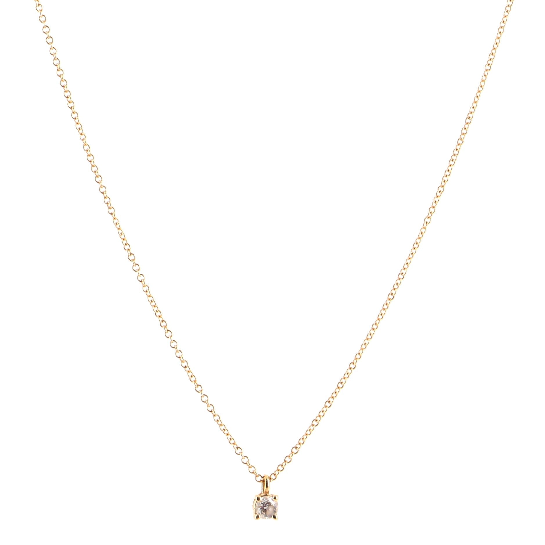 Solitaire Pendant Necklace 18K Rose Gold with Diamond .17CT