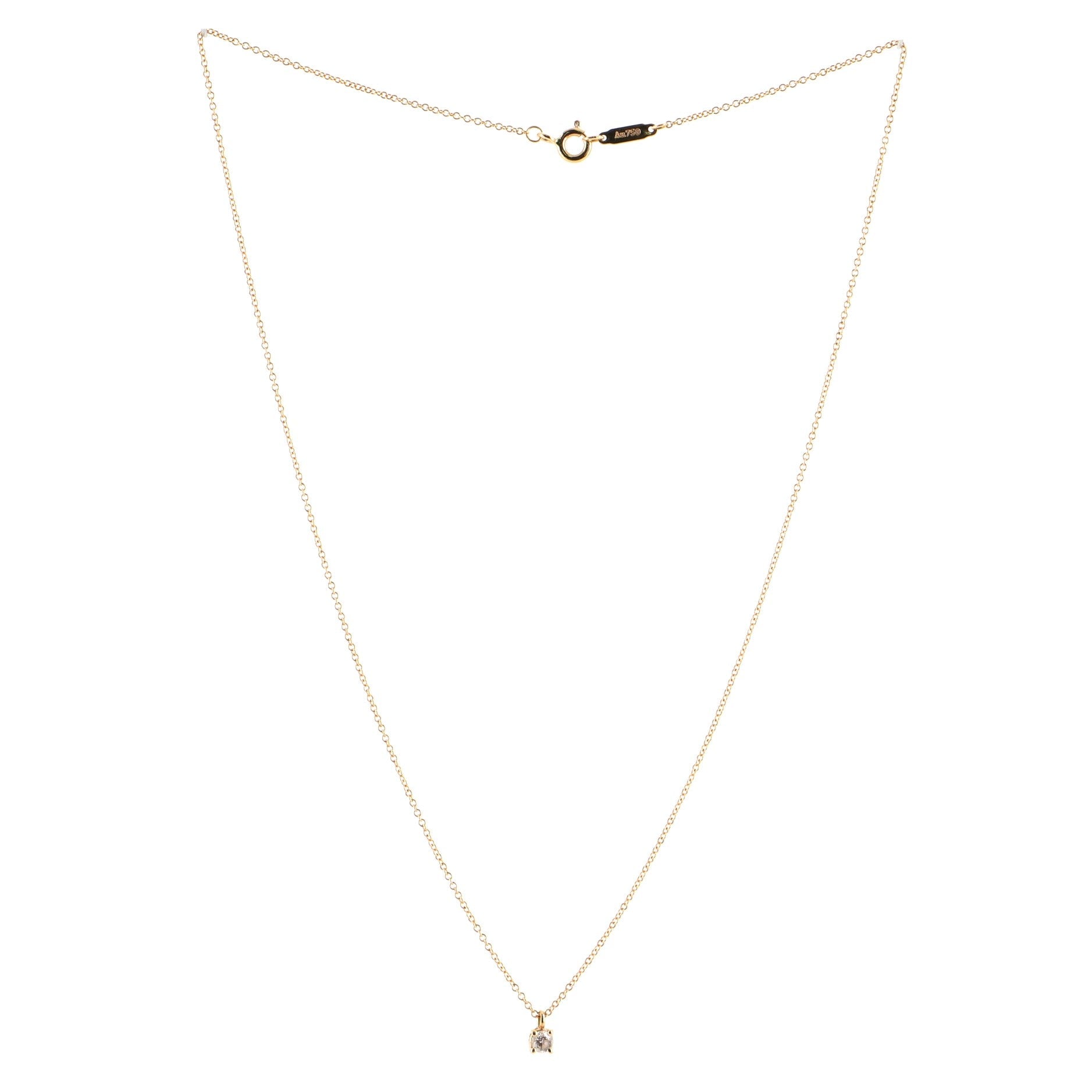 Solitaire Pendant Necklace 18K Rose Gold with Diamond .17CT
