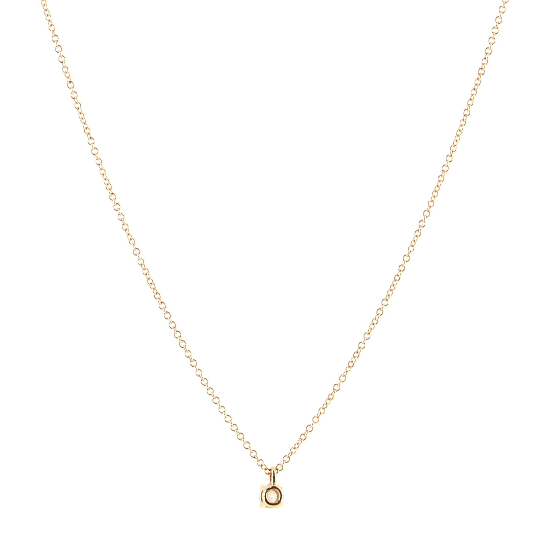 Solitaire Pendant Necklace 18K Rose Gold with Diamond .17CT