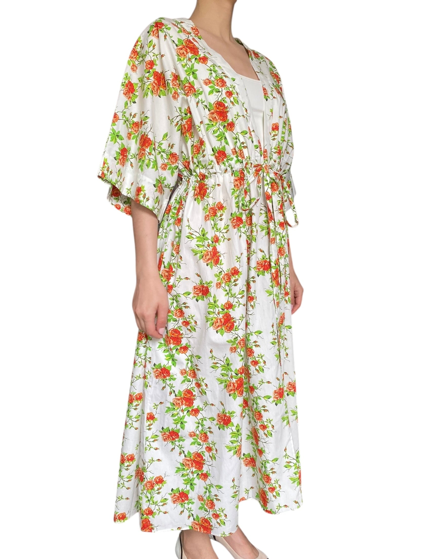 Emilia Wickstead Orange Floral Zarina Long Kaftan Dress - L