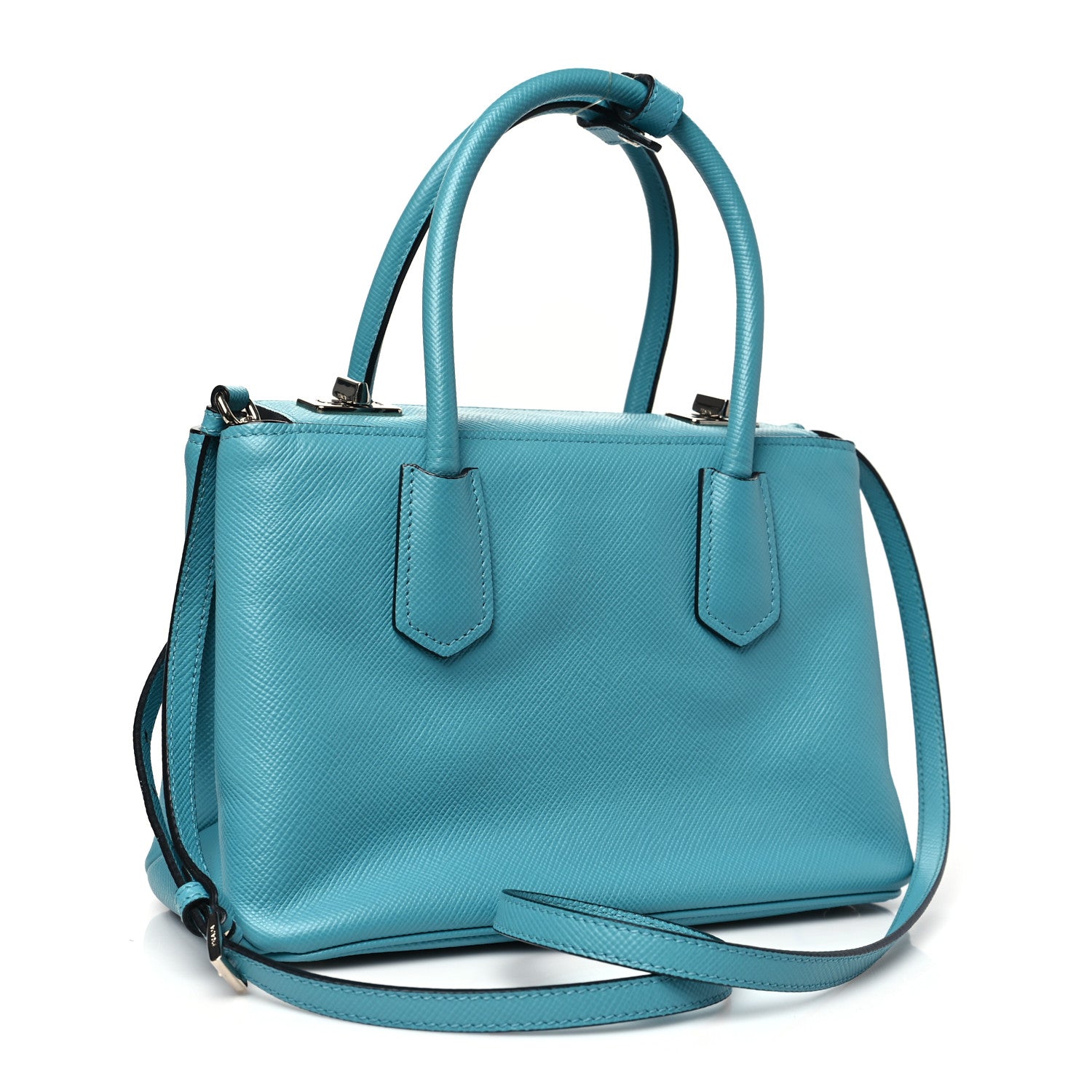 Saffiano Cuir Small Twin Tote Turchese