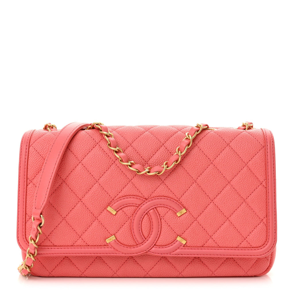 Caviar Quilted Medium CC Filigree Flap Pink