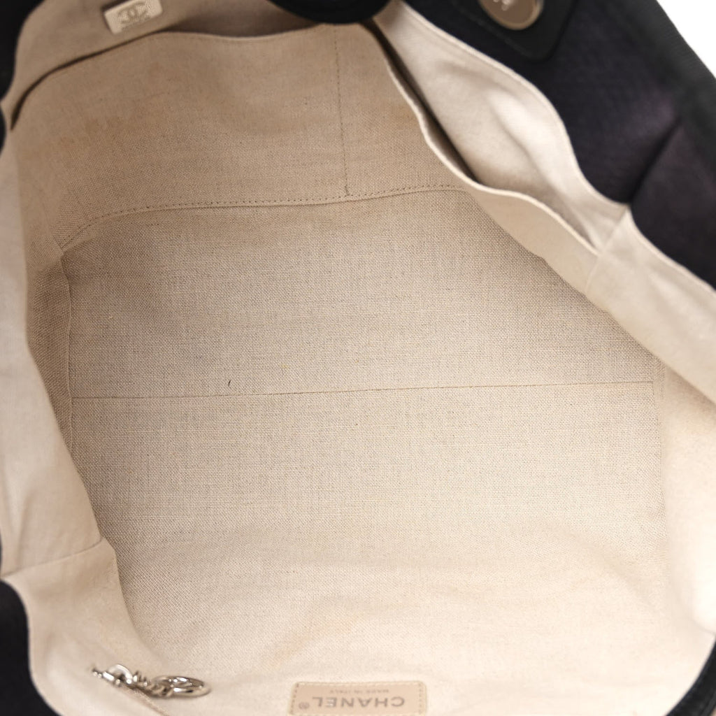 Mixed Fibers Calfskin Small Deauville Tote Black