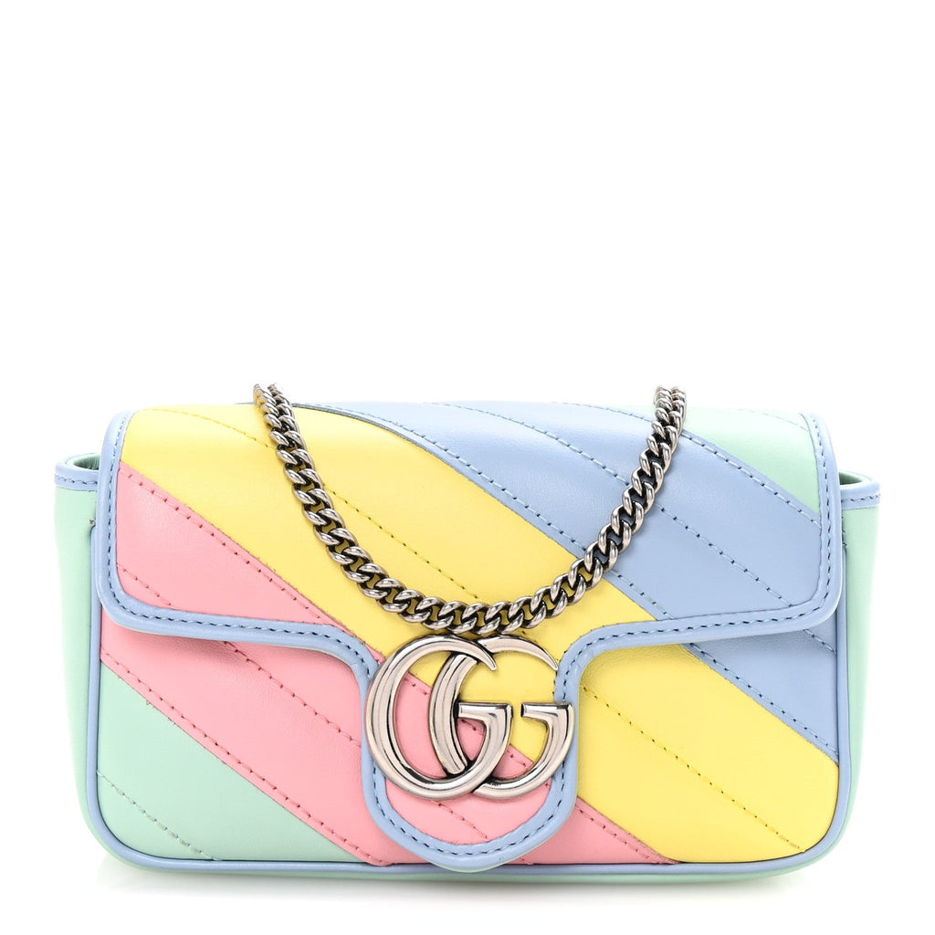 Calfskin Matelasse Diagonal Super Mini GG Marmont Shoulder Bag Multicolor Pastel
