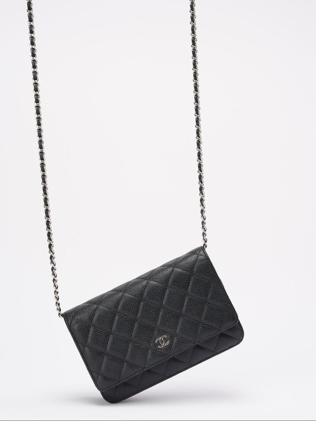 Chanel Black Caviar Leather Wallet on Chain(WOC) 2020