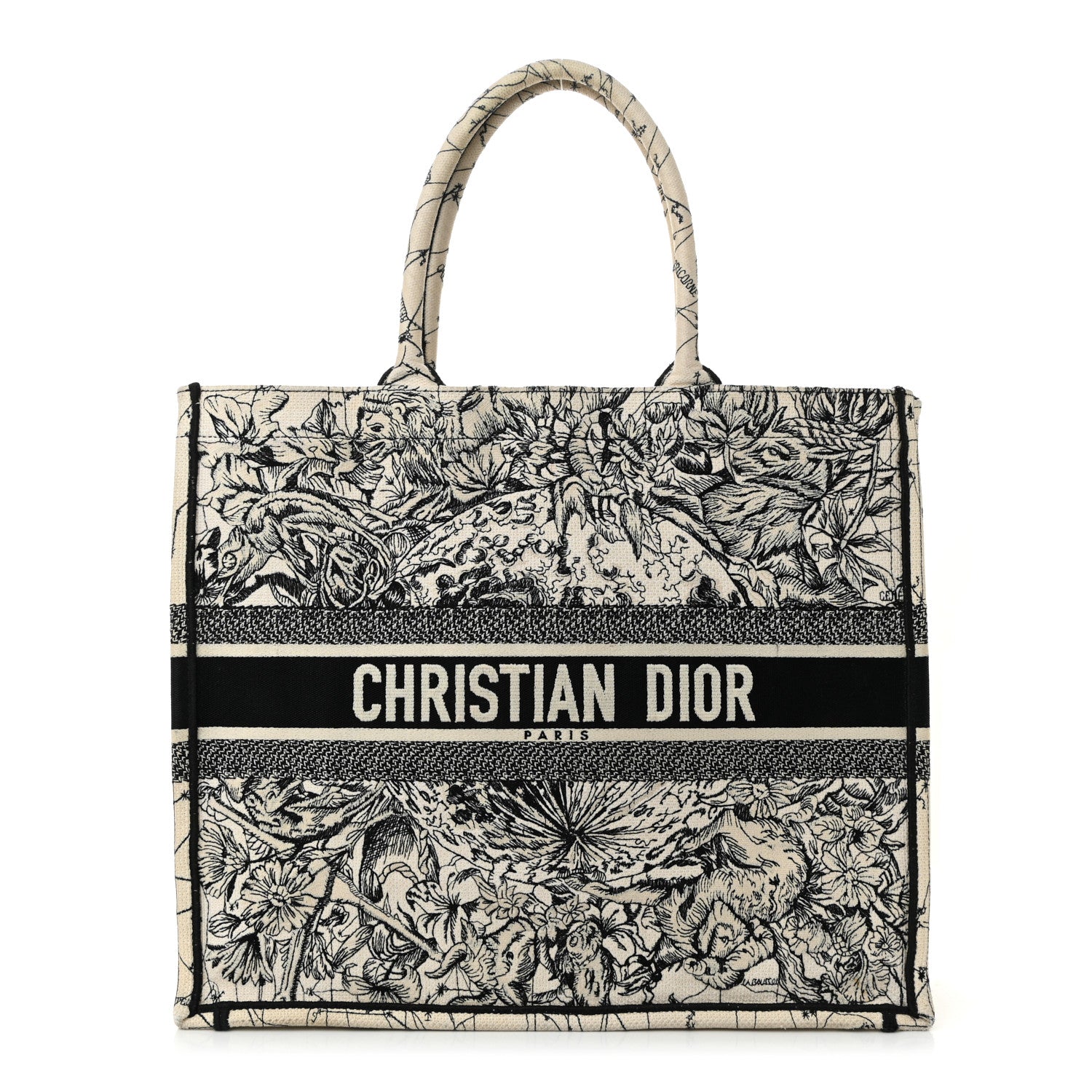 Canvas Embroidered Zodiac Book Tote Latte Multicolor