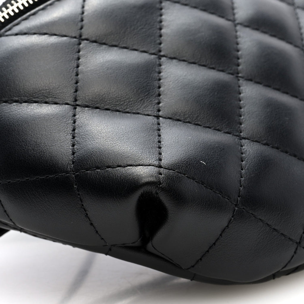 Calfskin Quilted Waist Belt Bag Black