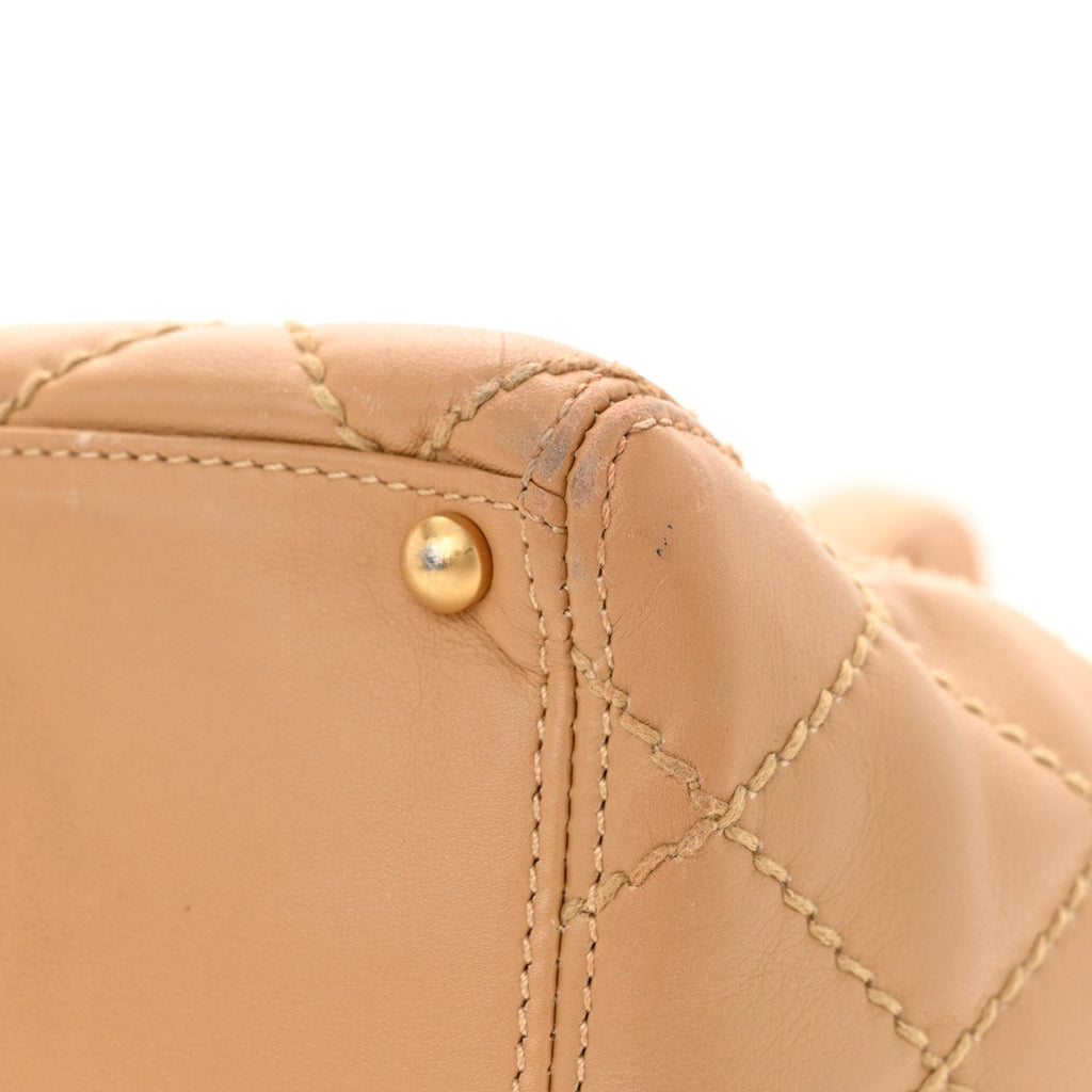 Calfskin Wild Stitch Medium Tote Beige