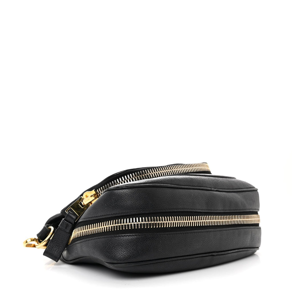 Grained Calfskin Medium Jennifer Crossbody Bag Black