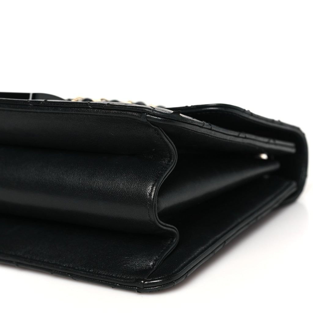 Sheepskin Quilted Large Beauty Lock Flap Black