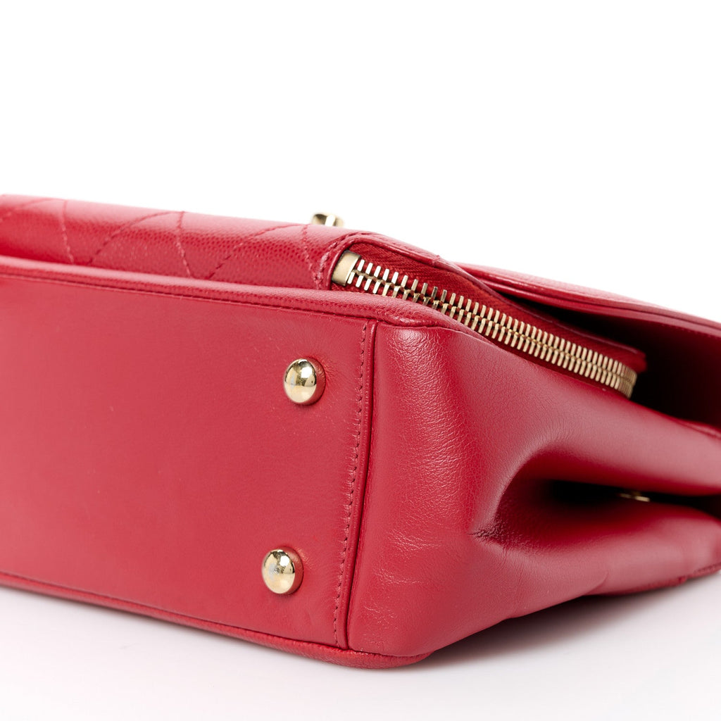 Caviar Quilted Small Business Affinity Flap Red