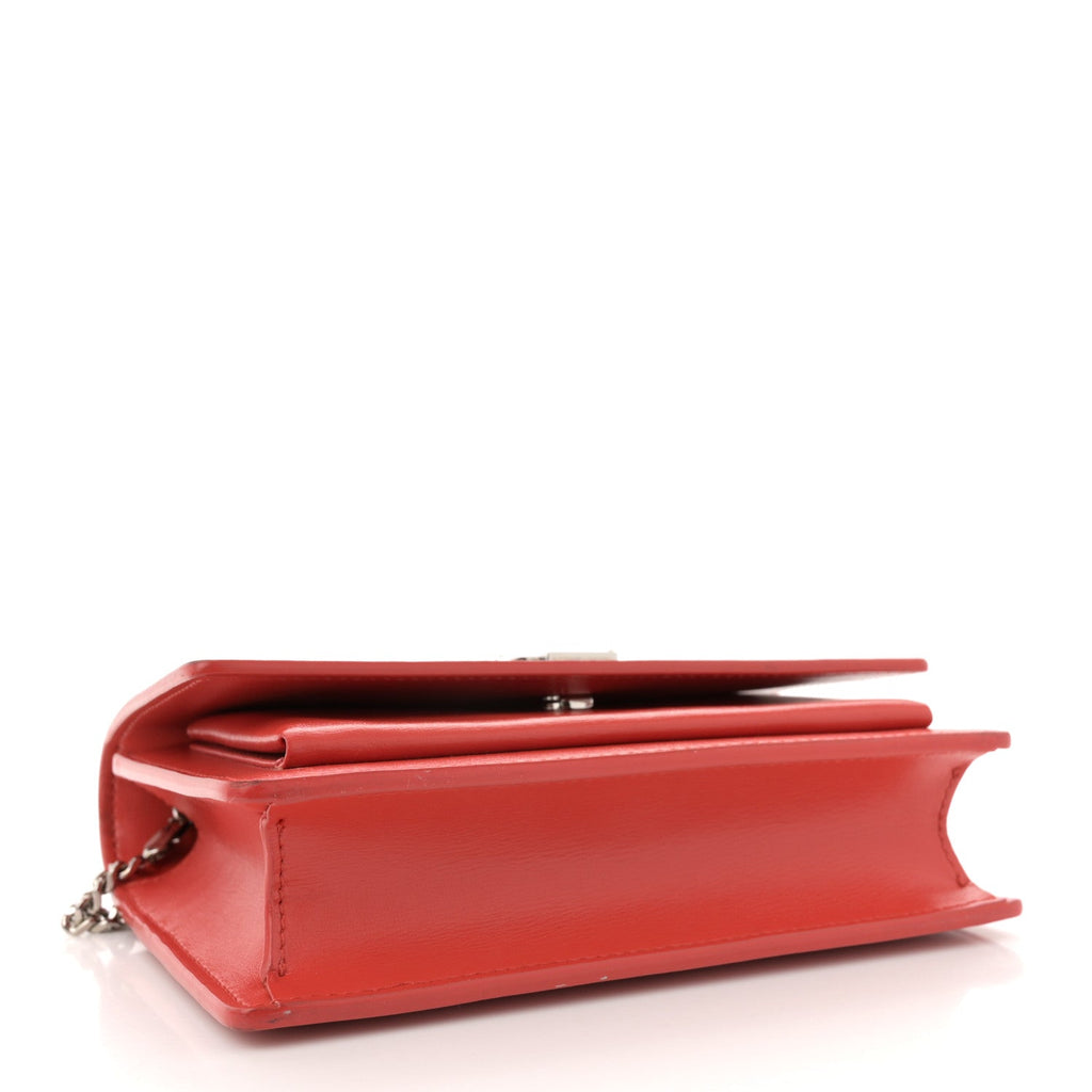 Calfskin Monogram Sunset Chain Wallet Rosso