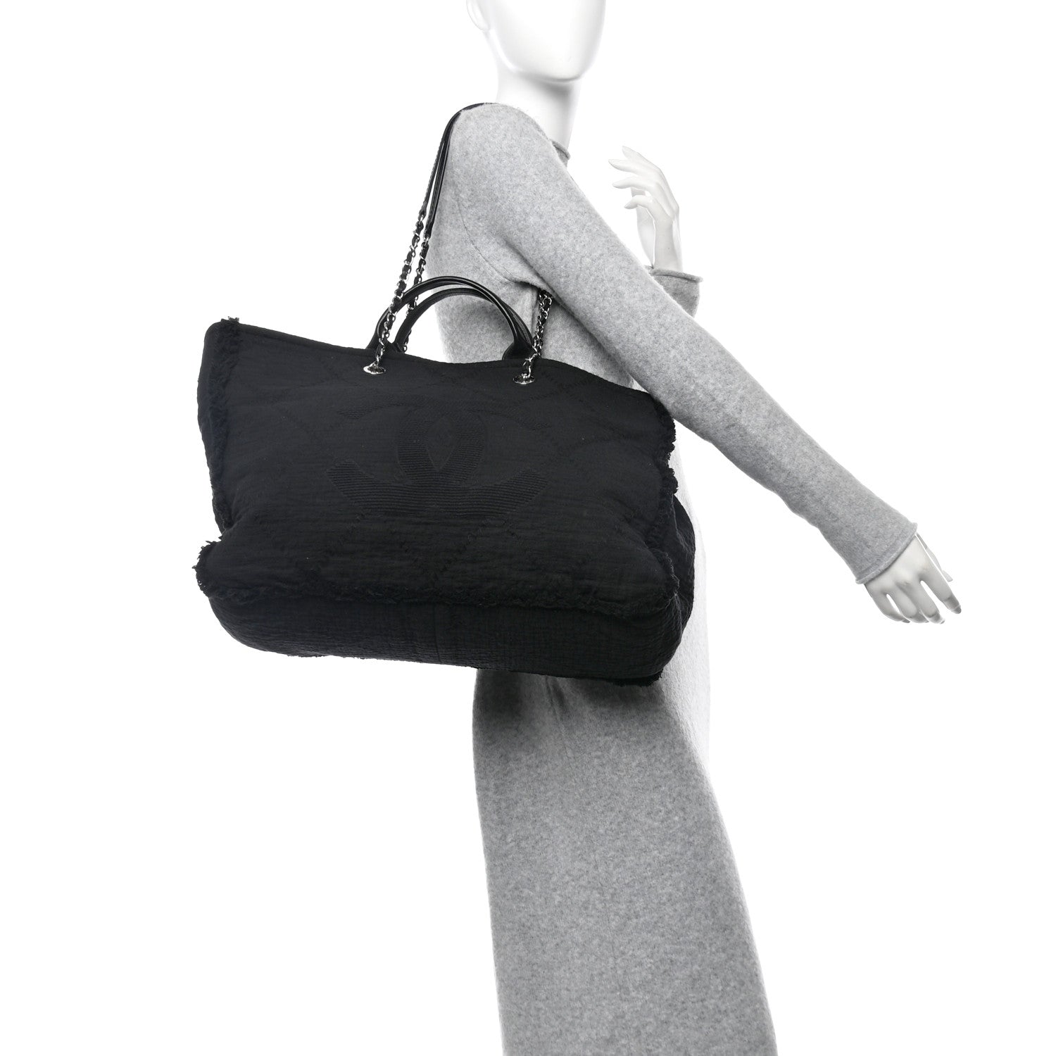 Canvas Extra Large Double Face Shopping Tote Black