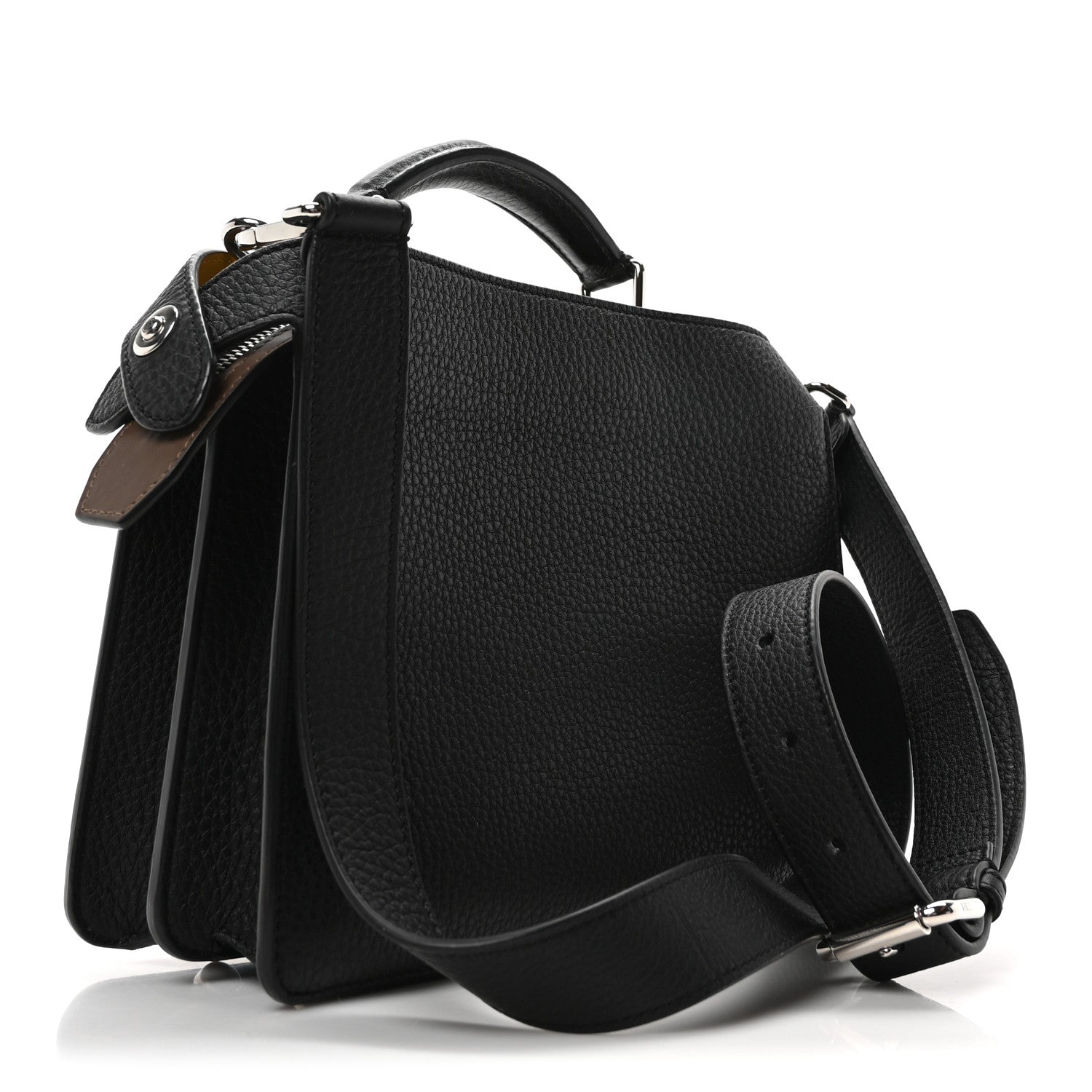 Cuoio Romano Vitello Cover Glazed Fabric Bi-Color FF 1974 Mini Peekaboo I SEE U Satchel Black Brown