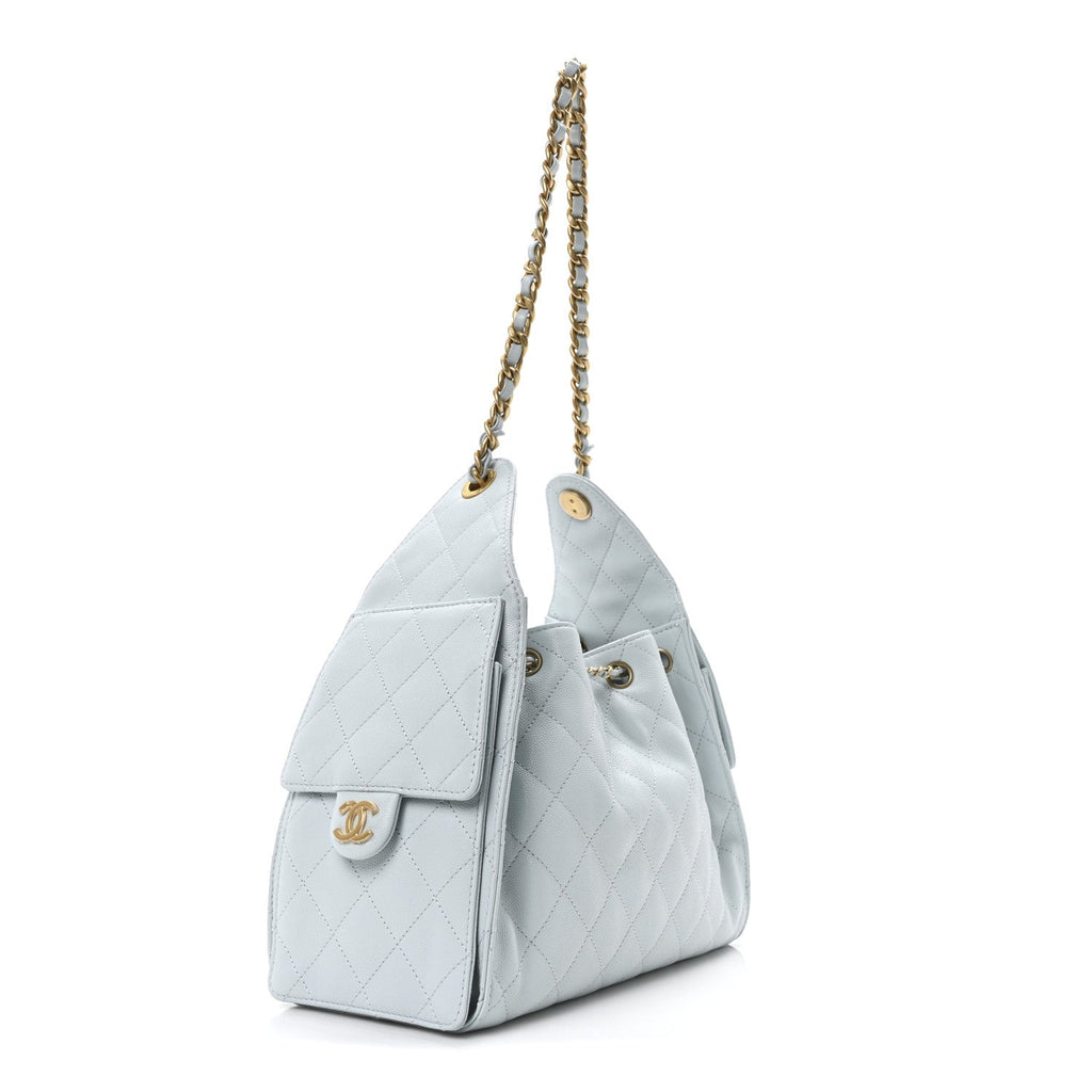 Caviar Quilted Small Chanel 25 Handbag Light Blue