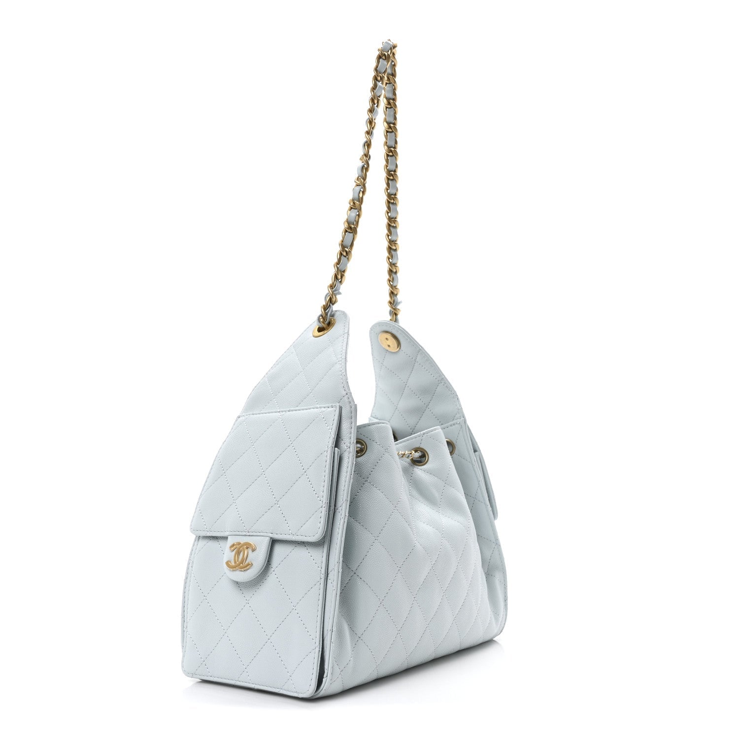 Caviar Quilted Small Chanel 25 Handbag Light Blue