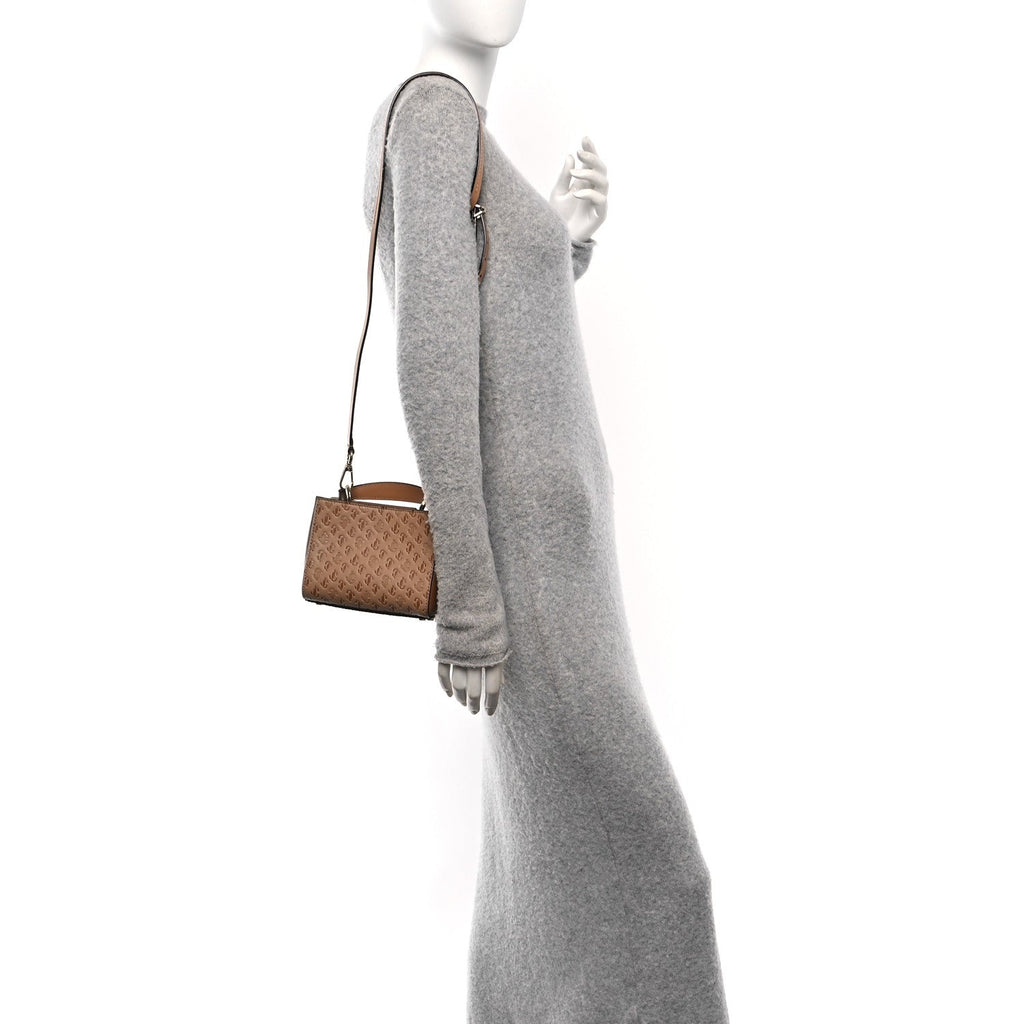 Calfskin Logo Embossed Mini Varenne Top Handle Caramel