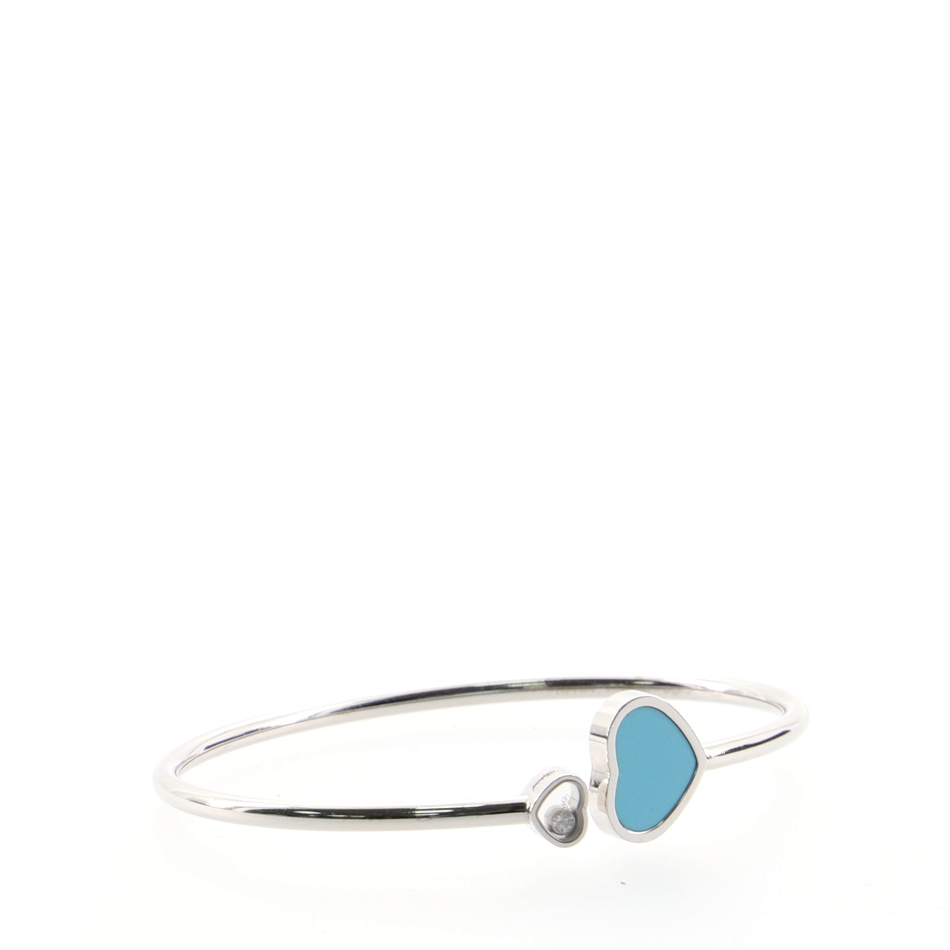 Happy Hearts Bracelet 18K White Gold and Turquoise with Diamond