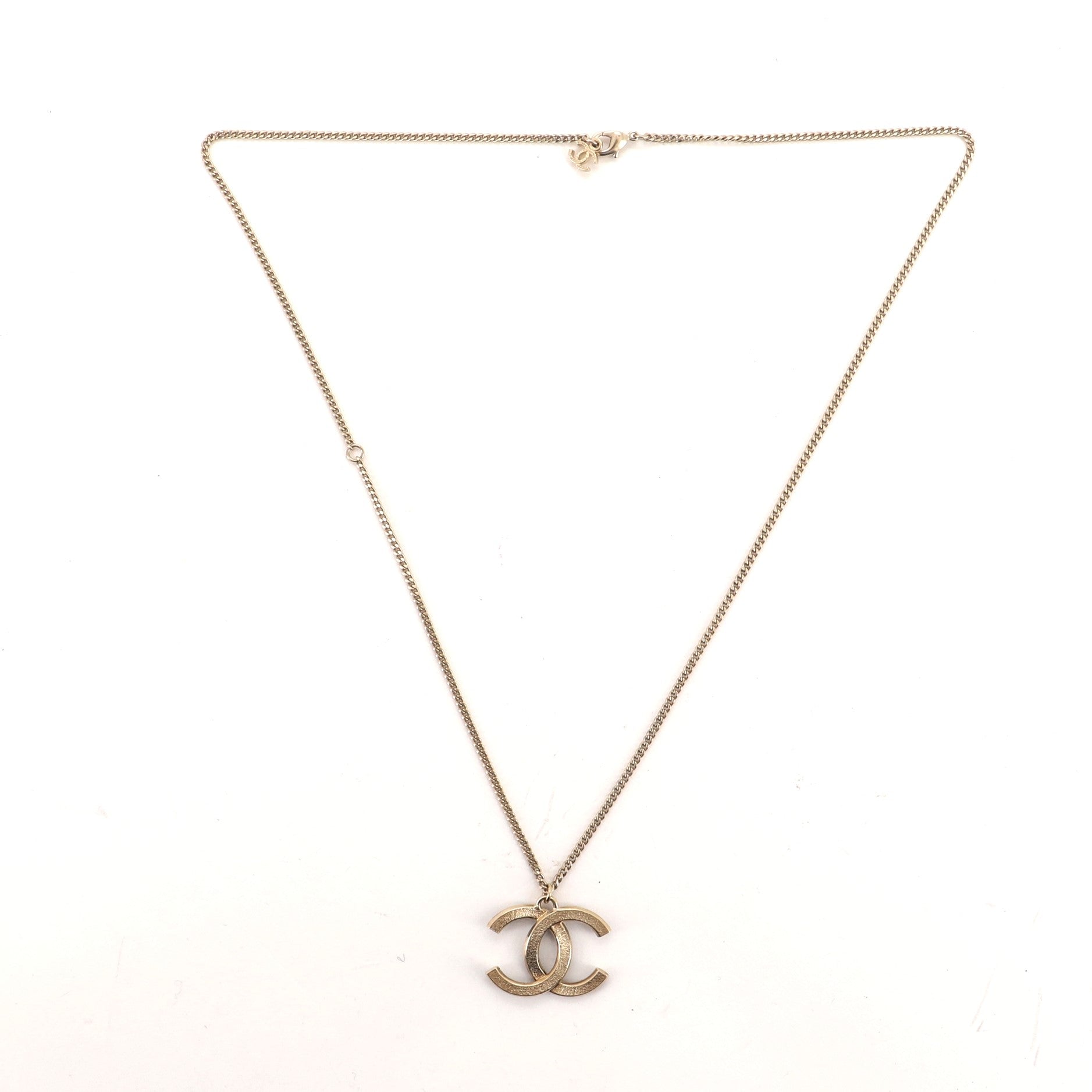 Textured CC Pendant Necklace Metal with Enamel