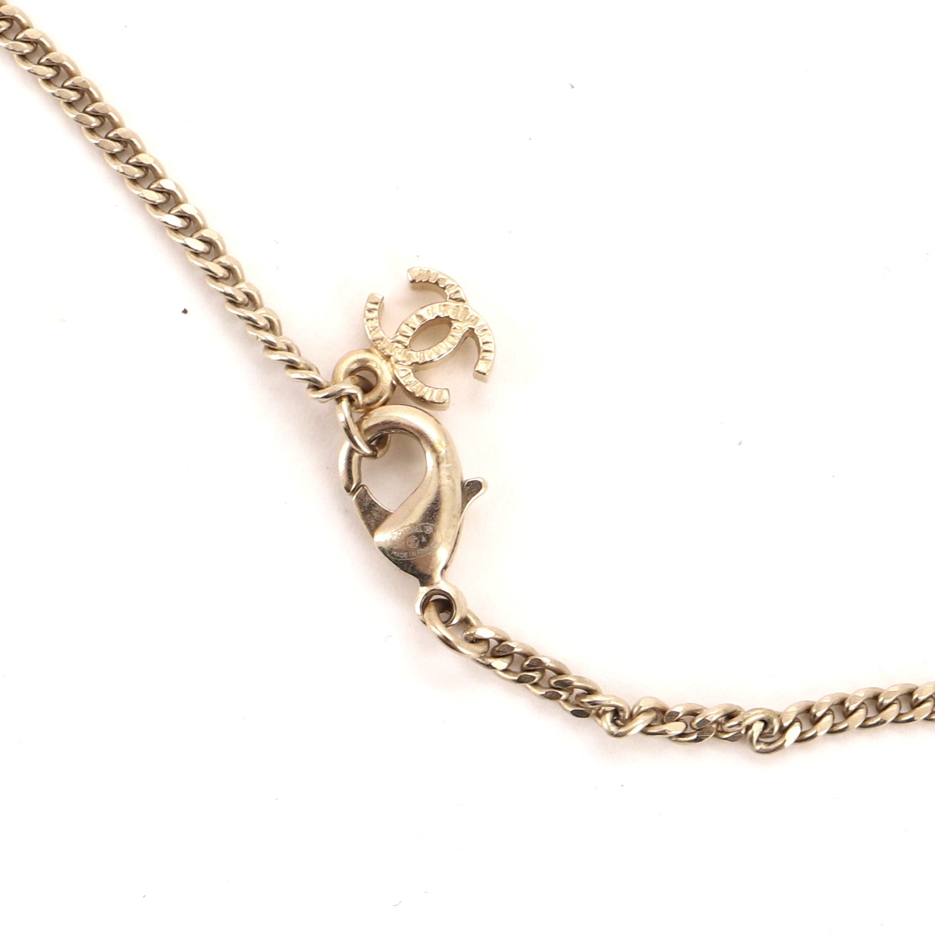 Textured CC Pendant Necklace Metal with Enamel