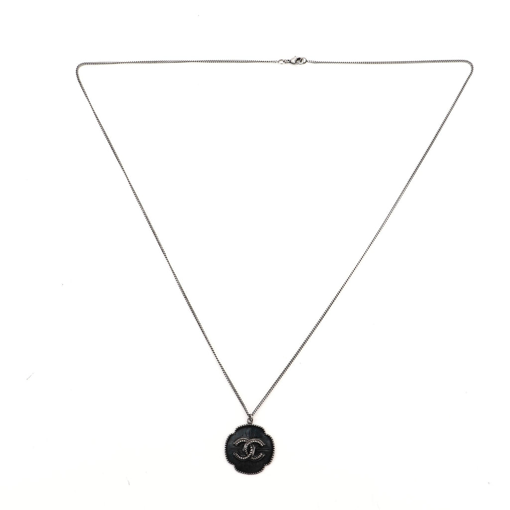 CC Pendant Long Necklace Enamel with Metal
