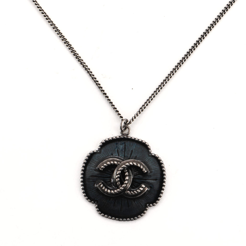 CC Pendant Long Necklace Enamel with Metal