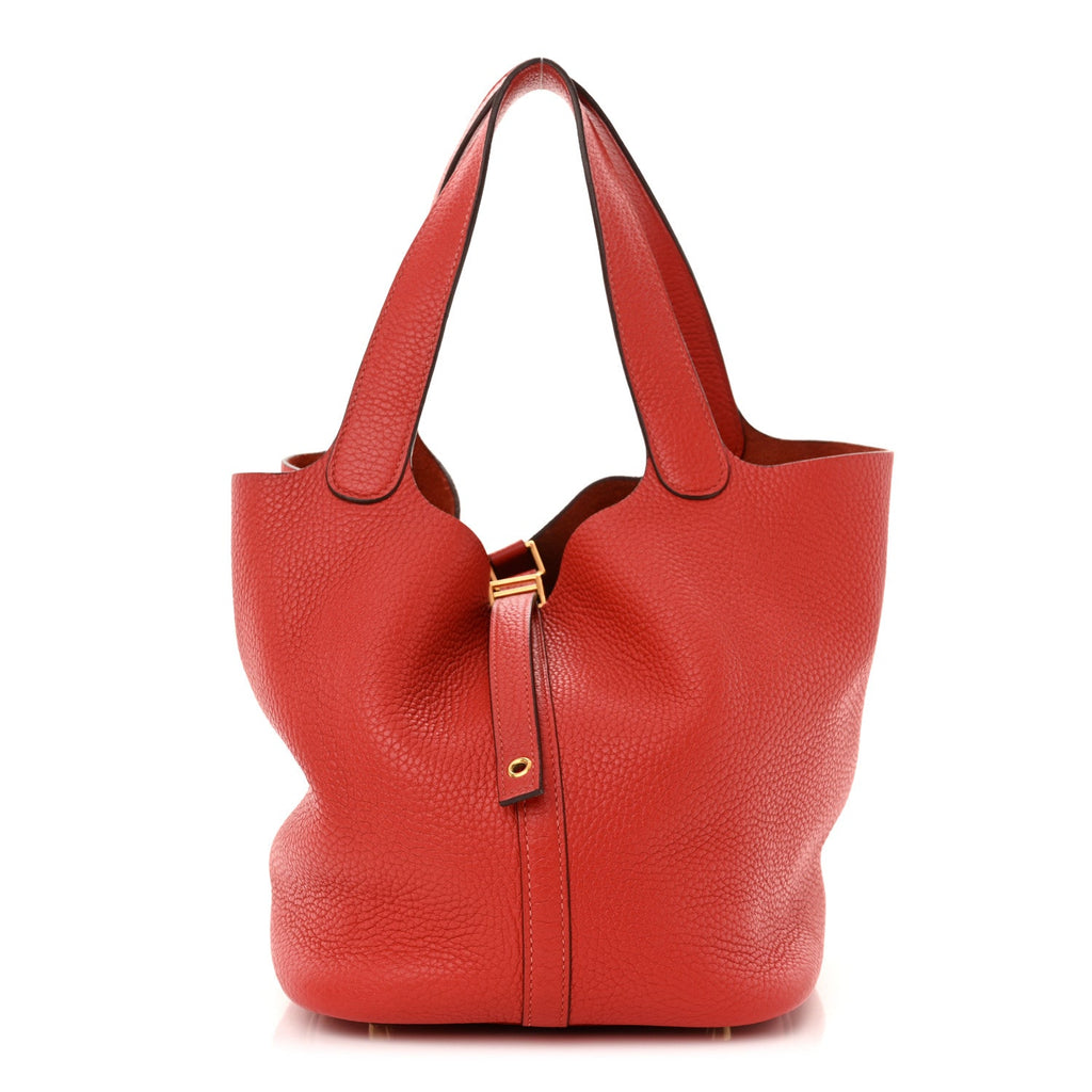 Taurillon Clemence Picotin Lock 22 MM  Rouge Casaque