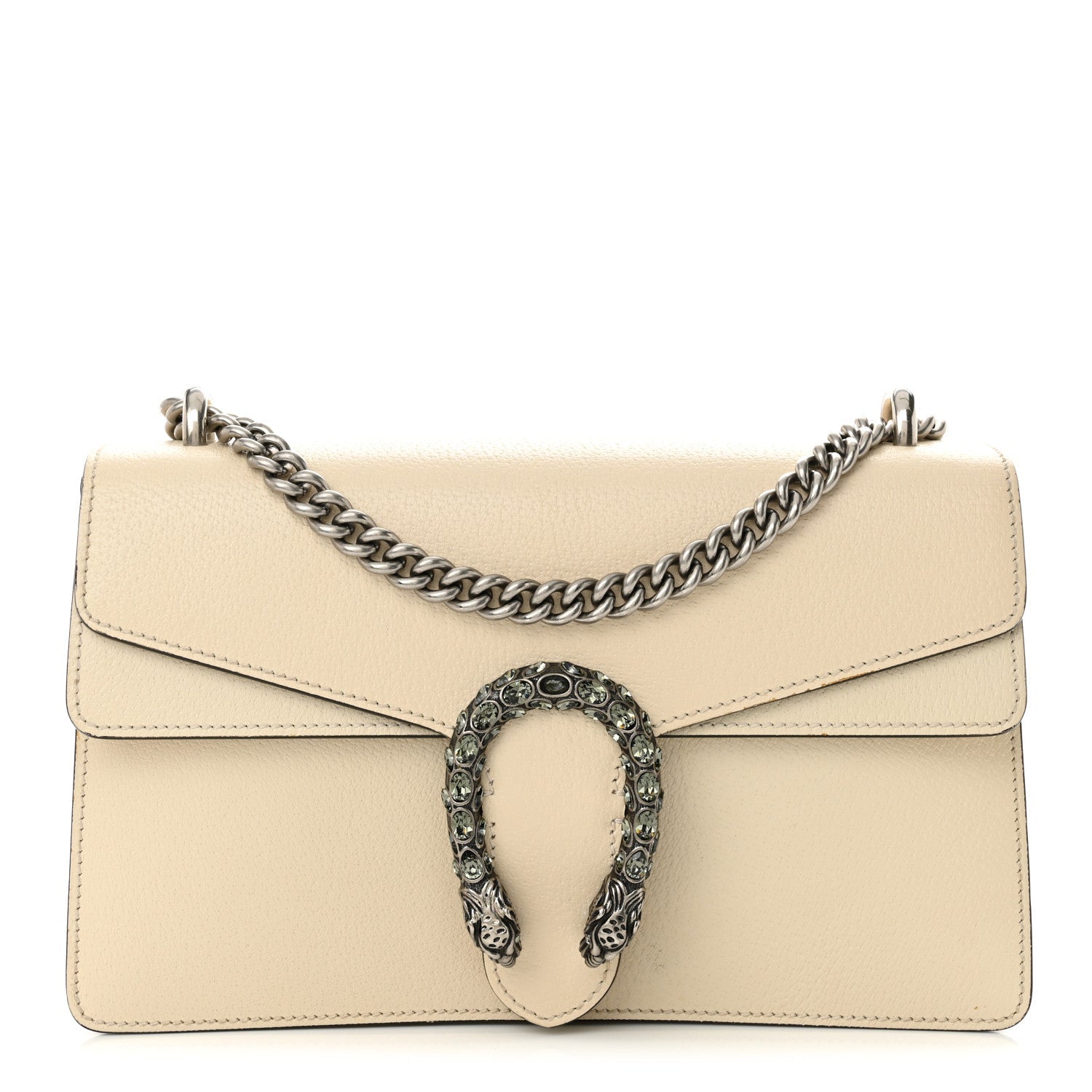 Textured Calfskin Crystal Small Dionysus Shoulder Bag Mystic White