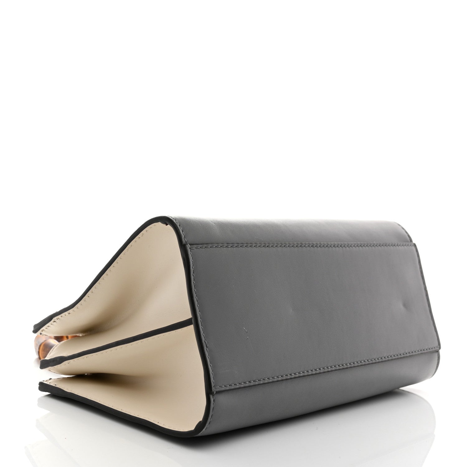 Nappa Bamboo Web Mini Nymphaea Top Handle Bag Deep Grey Mystic White