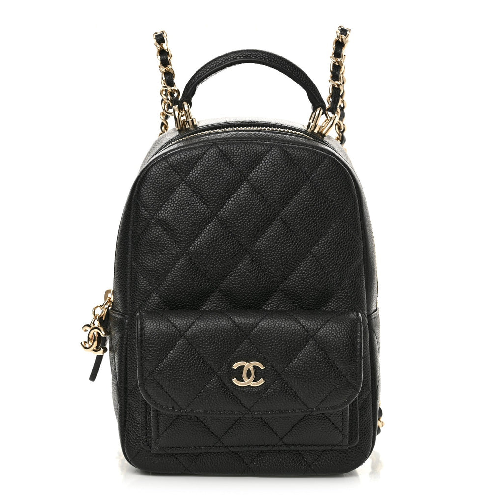 Caviar Quilted CC Mini Classic Backpack Black