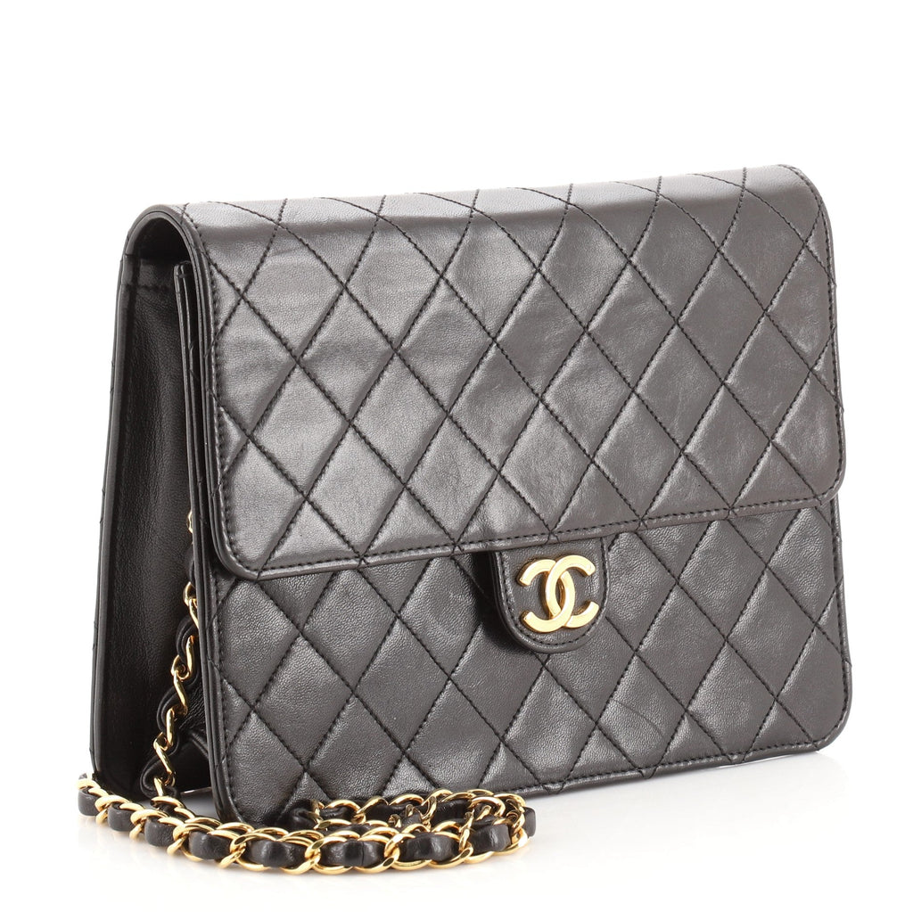 Vintage Clutch with Chain Quilted Leather Medium