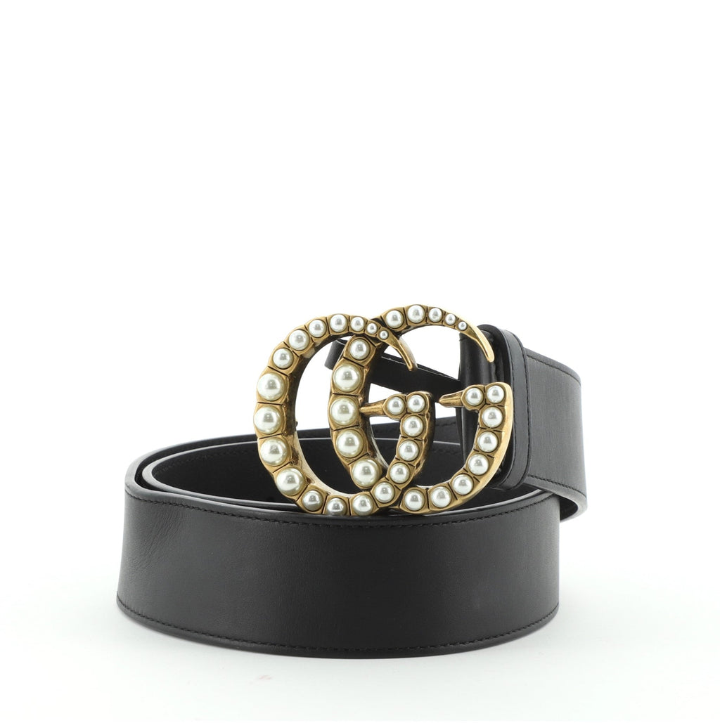 Pearly GG Marmont Belt Leather Wide 75