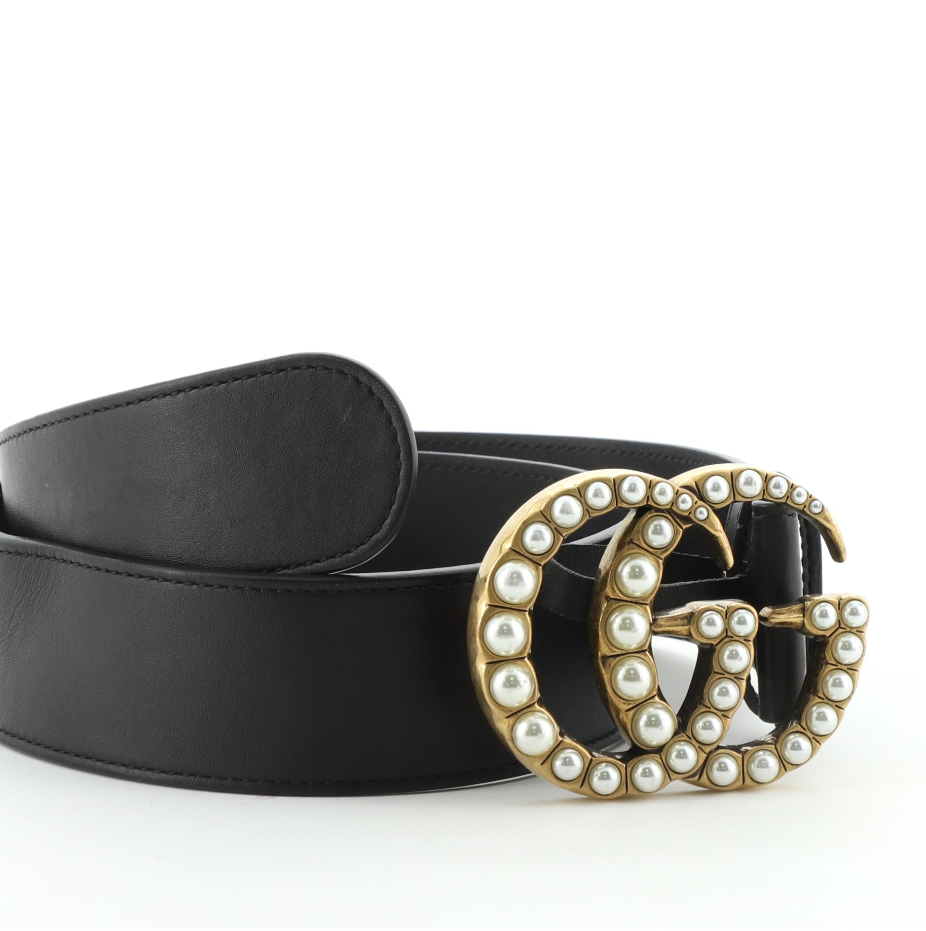 Pearly GG Marmont Belt Leather Wide 75